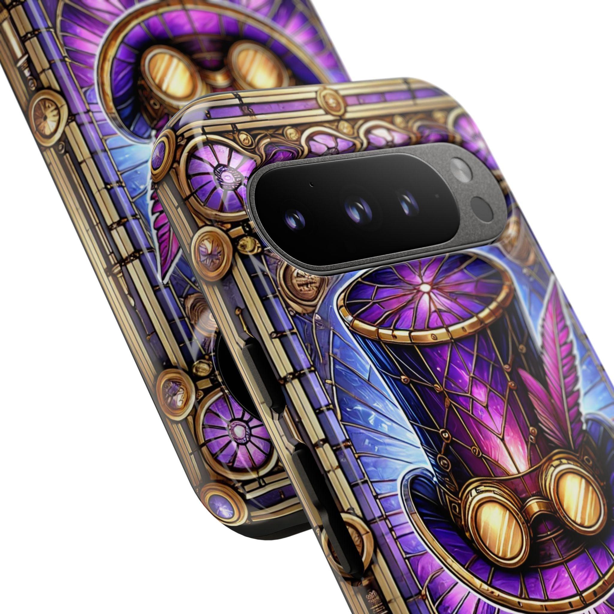 Stained Glass Steampunk Android Phone Case – 3D Full-Wrap Protective Cover with TPU Liner