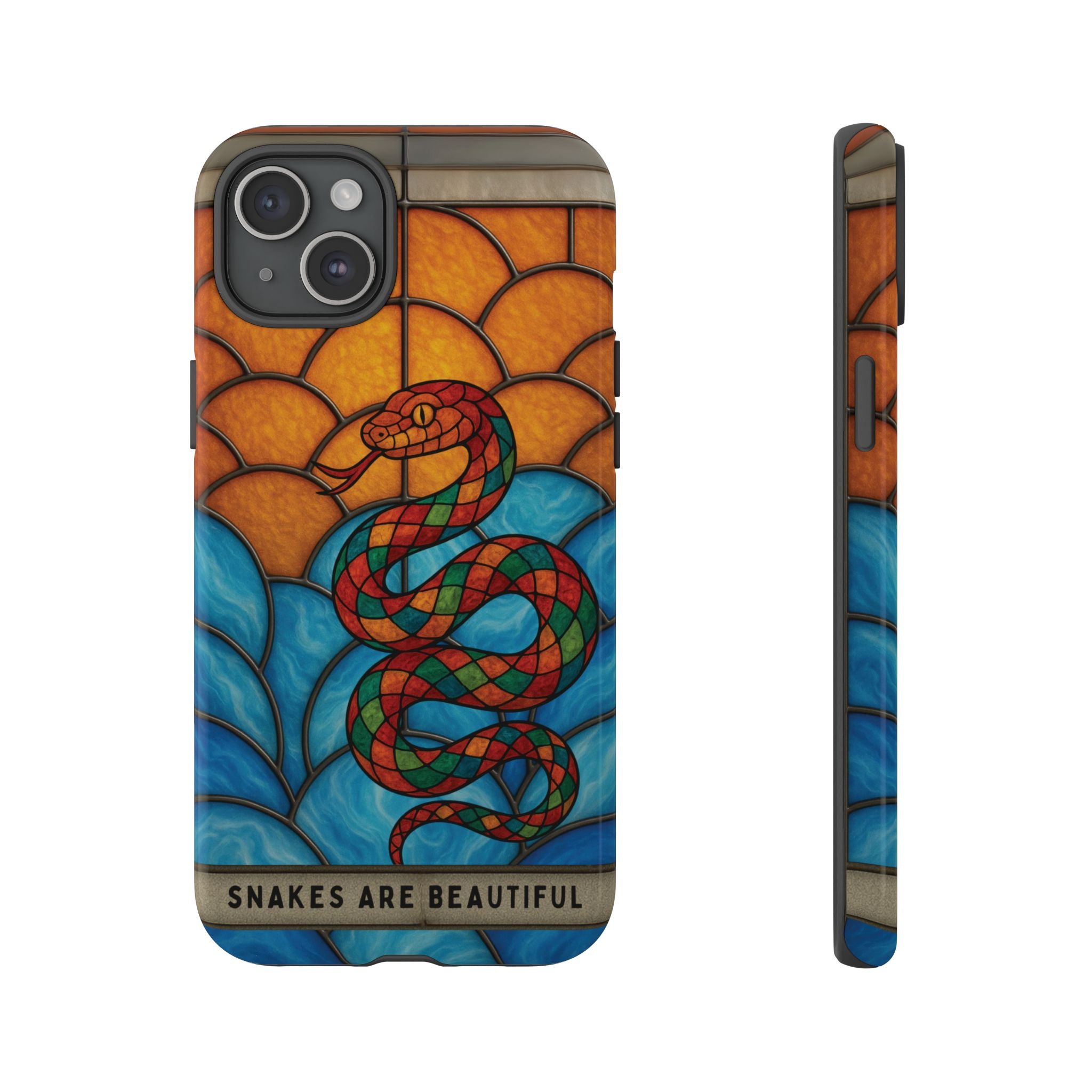 Snakes Are Beautiful Stained Glass Phone Case, Colorful Reptile Design Phone Cover, Nature Lovers Reptile Phone Case, Danger Noodle Case