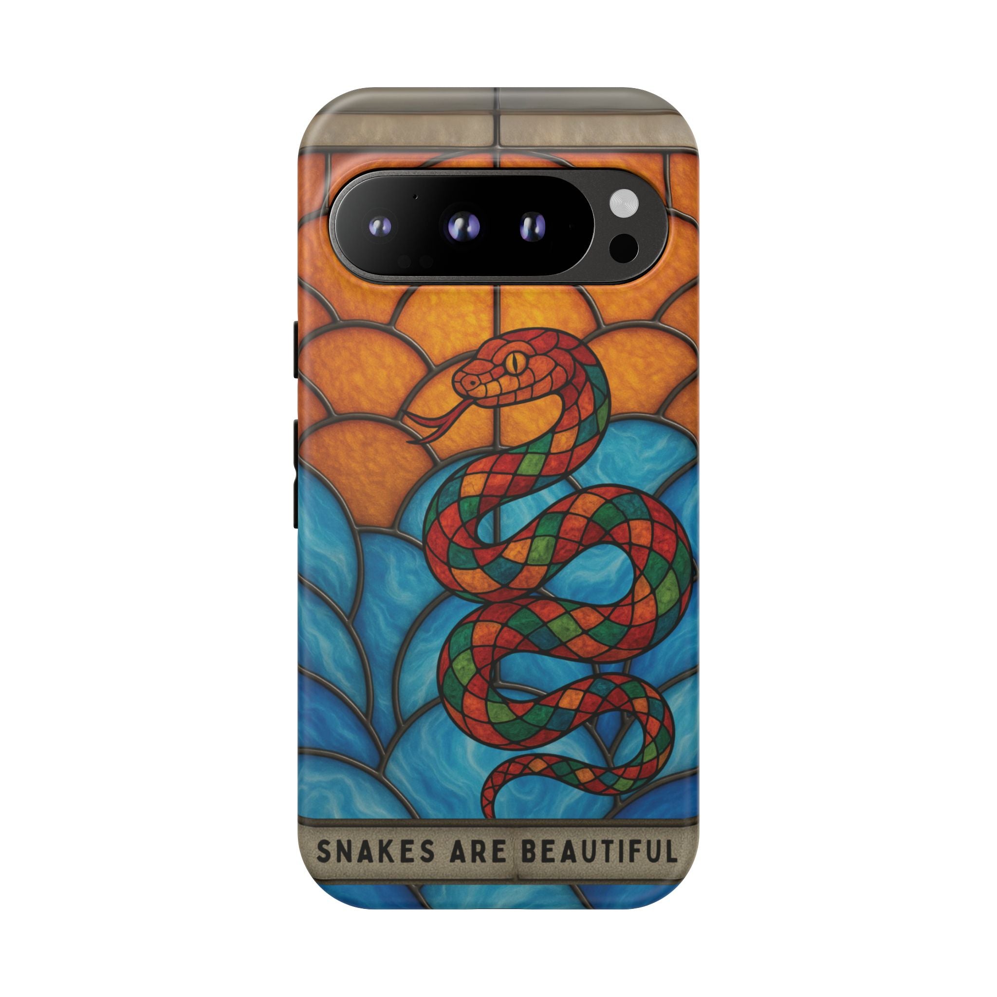 Snakes Are Beautiful Stained Glass Phone Case, Colorful Reptile Design Phone Cover, Nature Lovers Reptile Phone Case, Danger Noodle Case