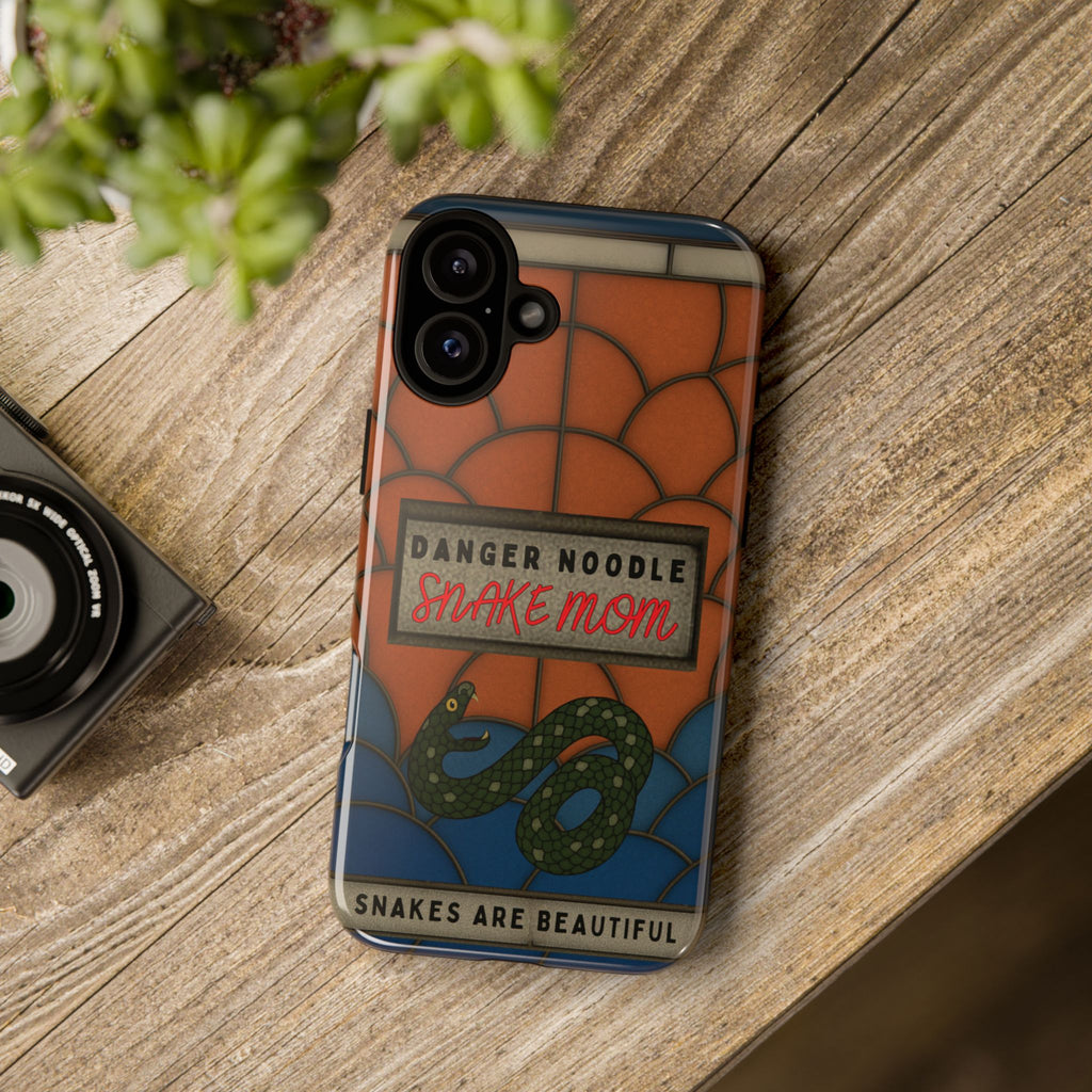 Danger Noodle Snake Mom Phone Case | Snakes Are Beautiful |Stained Glass Snake Art | Funny Snake Lover Gift |  Reptile Mom Phone Cover
