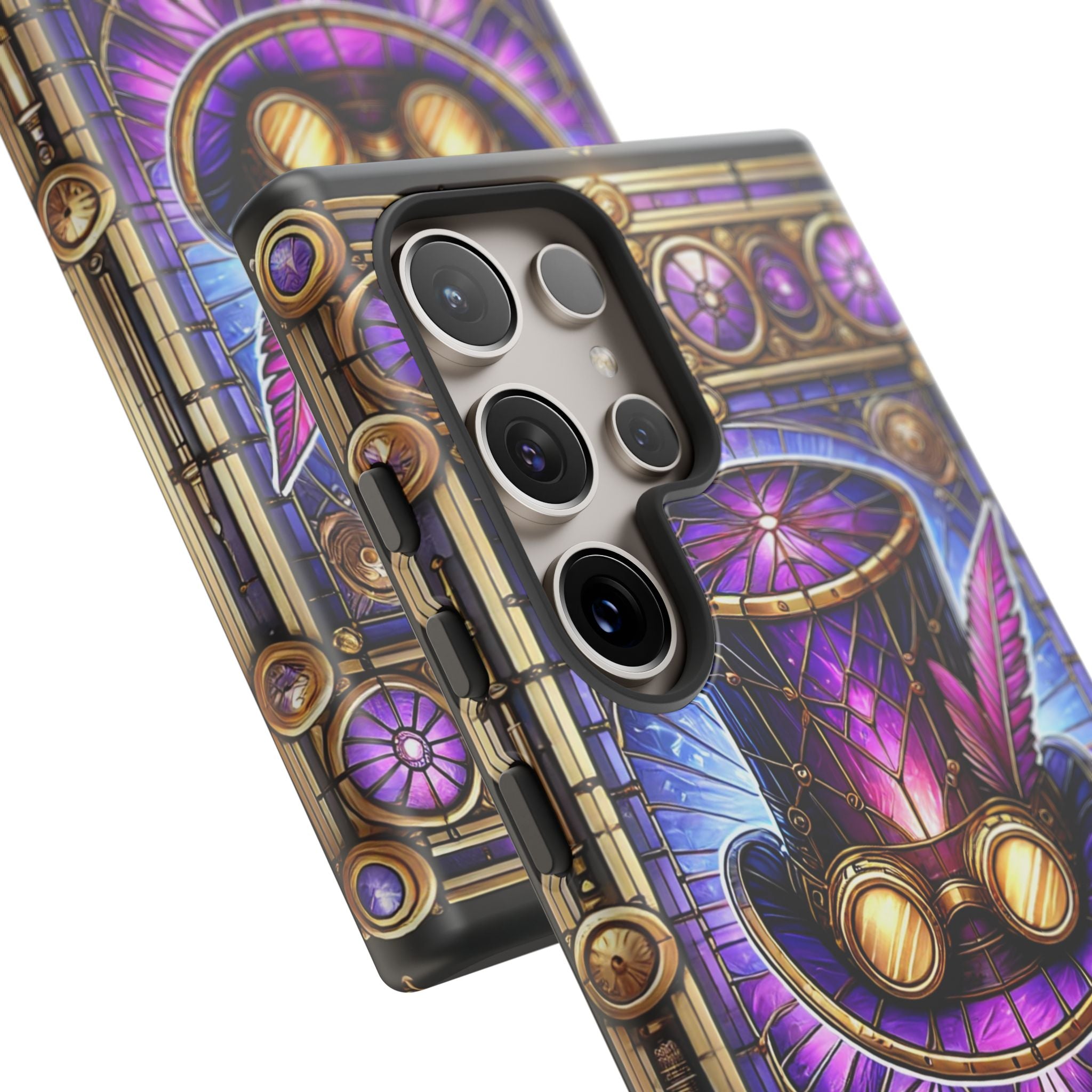 Stained Glass Steampunk Android Phone Case – 3D Full-Wrap Protective Cover with TPU Liner