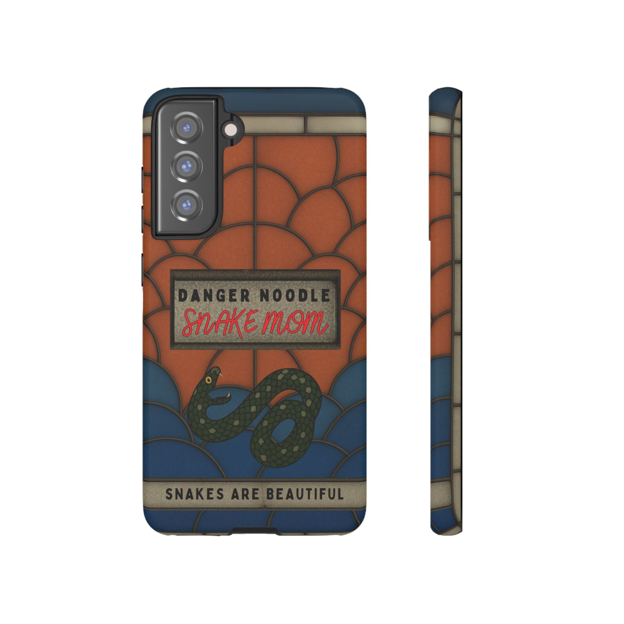 Danger Noodle Snake Mom Phone Case | Snakes Are Beautiful |Stained Glass Snake Art | Funny Snake Lover Gift |  Reptile Mom Phone Cover