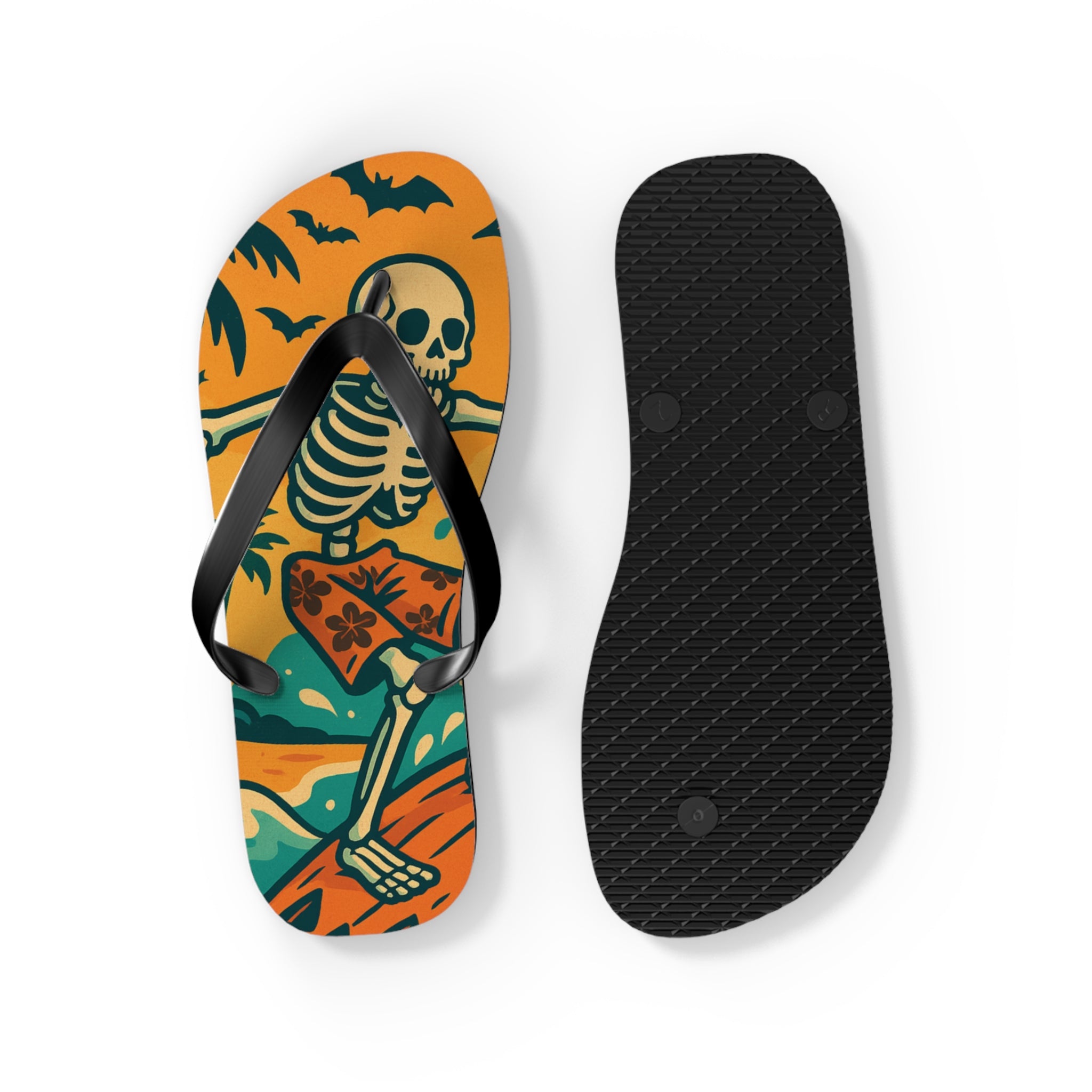 Halloween Skeleton Flip Flops - Summerween Surfer Beach Sandals