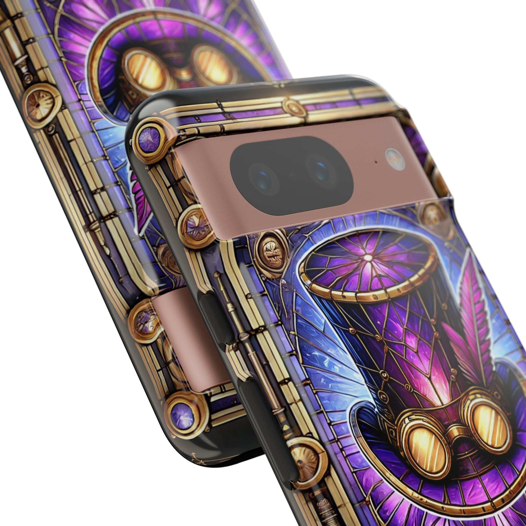 Stained Glass Steampunk Android Phone Case – 3D Full-Wrap Protective Cover with TPU Liner