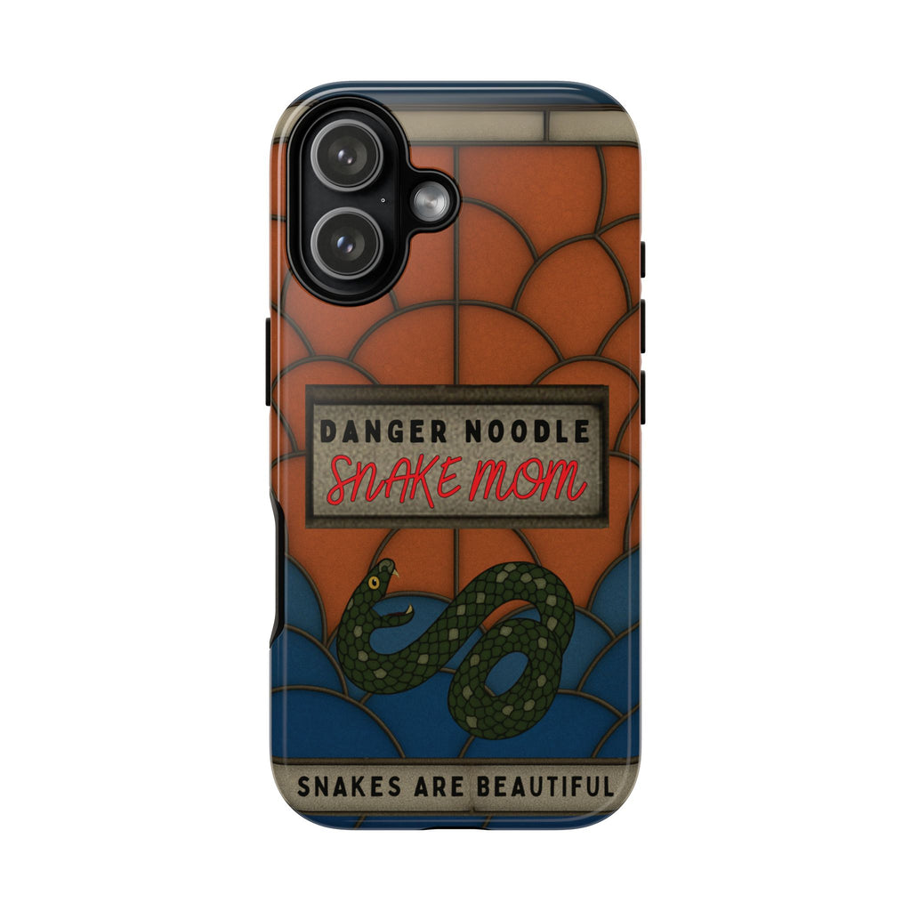 Danger Noodle Snake Mom Phone Case | Snakes Are Beautiful |Stained Glass Snake Art | Funny Snake Lover Gift |  Reptile Mom Phone Cover