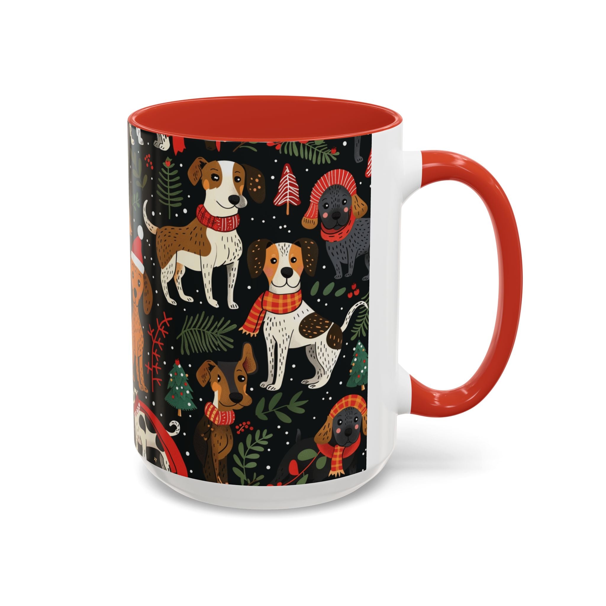 Holiday Dogs Coffee Mug — Festive Dachshund & Beagle Pattern (11/15oz)