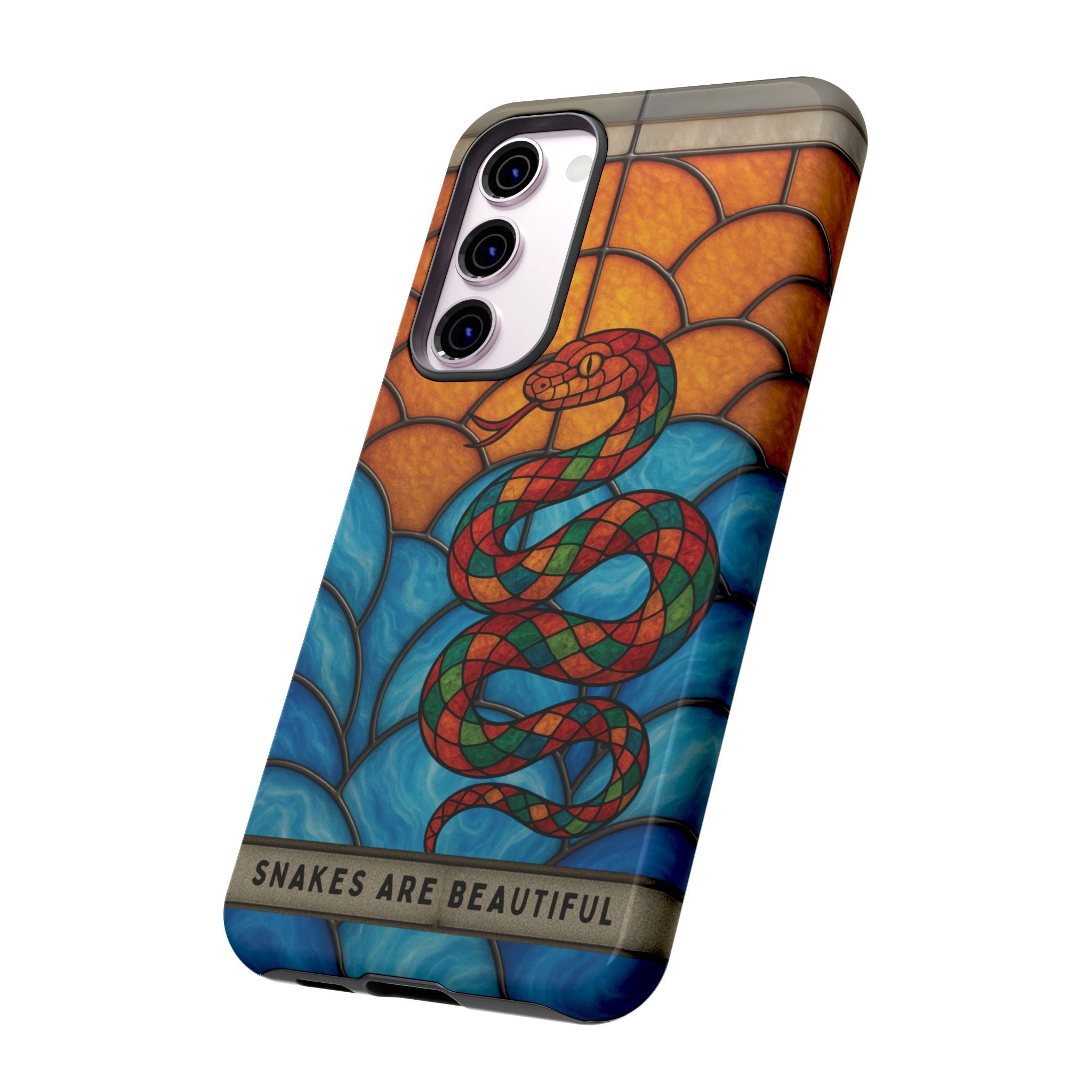 Snakes Are Beautiful Stained Glass Phone Case, Colorful Reptile Design Phone Cover, Nature Lovers Reptile Phone Case, Danger Noodle Case