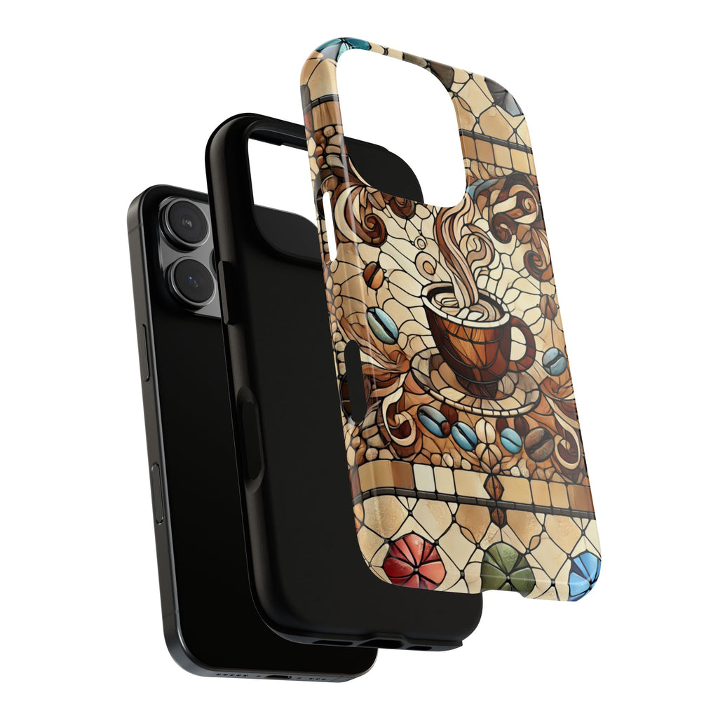 Stained Glass Coffee iPhone Case – Shockproof TPU, 3D Wrap Design