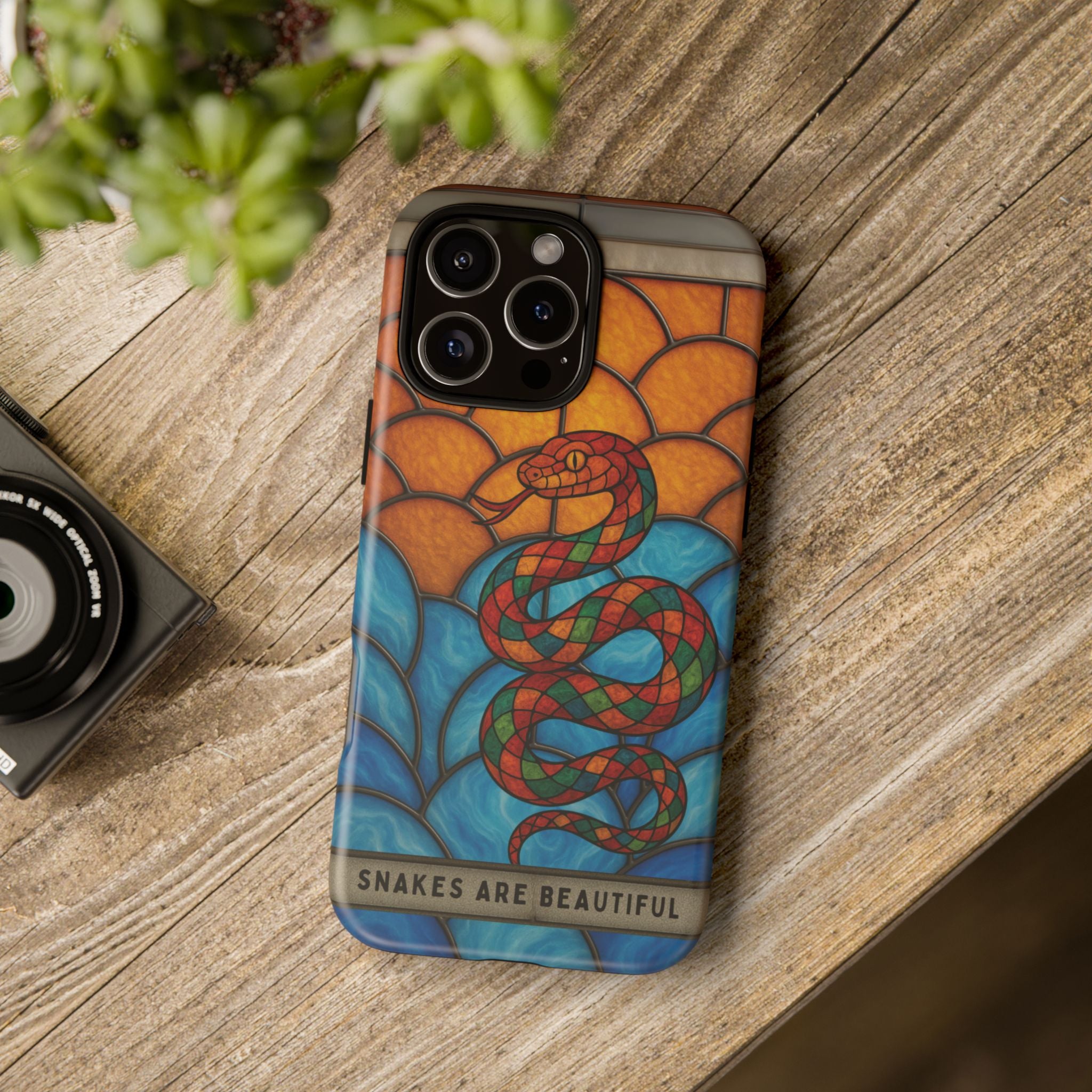 Snakes Are Beautiful Stained Glass Phone Case, Colorful Reptile Design Phone Cover, Nature Lovers Reptile Phone Case, Danger Noodle Case