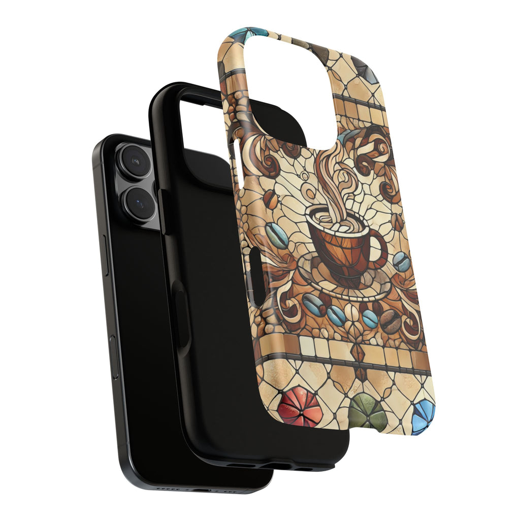 Stained Glass Coffee iPhone Case – Shockproof TPU, 3D Wrap Design