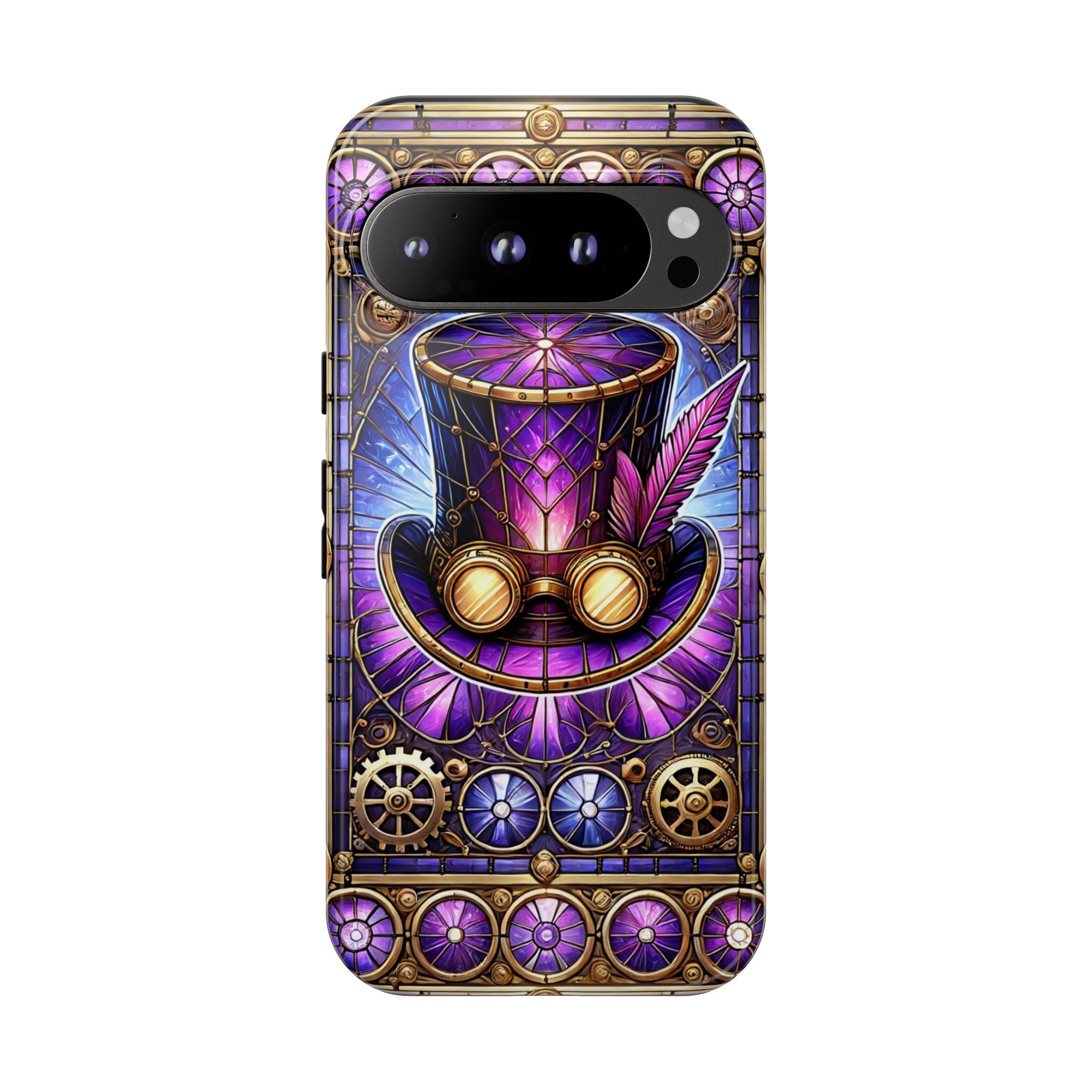 Stained Glass Steampunk Android Phone Case – 3D Full-Wrap Protective Cover with TPU Liner