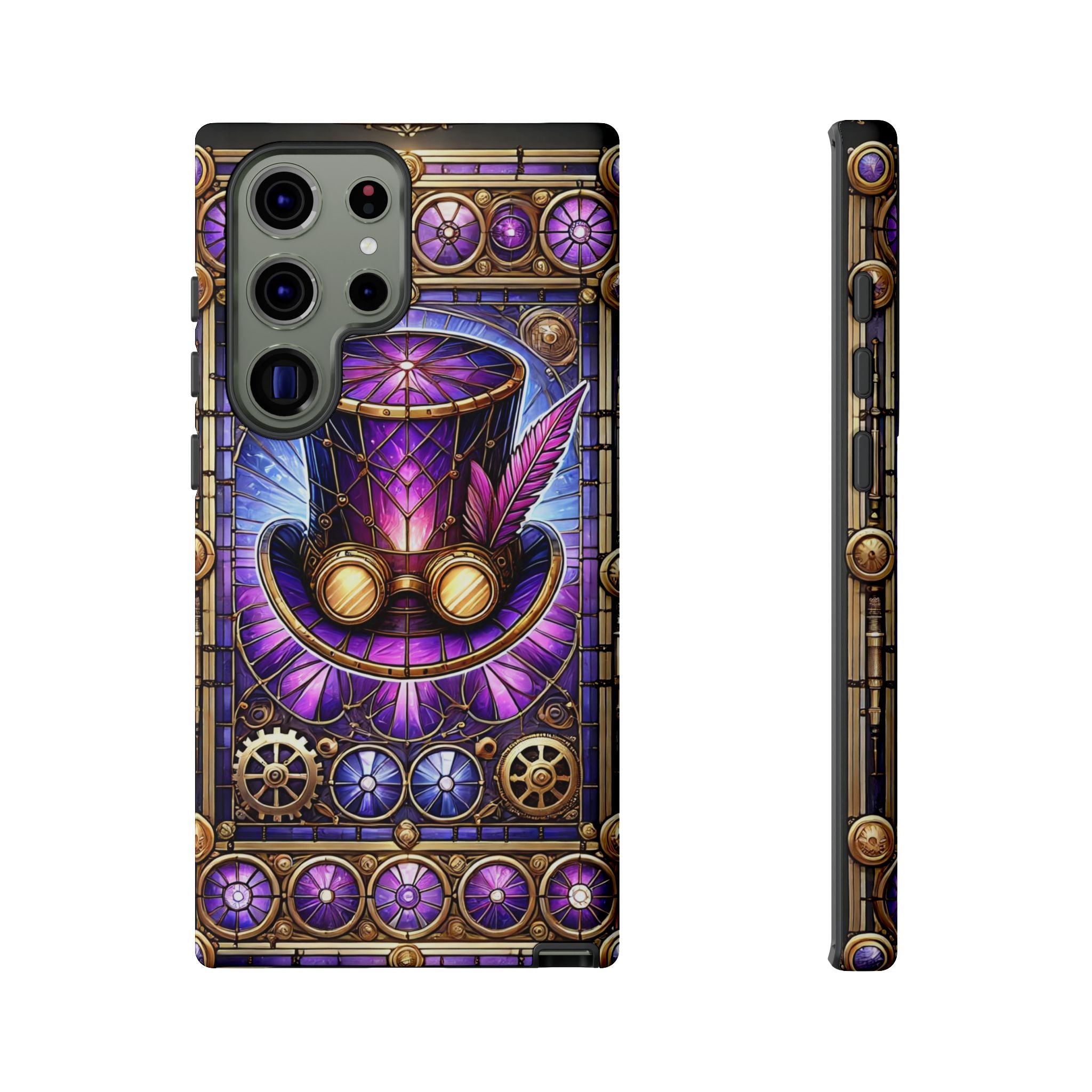 Stained Glass Steampunk Android Phone Case – 3D Full-Wrap Protective Cover with TPU Liner