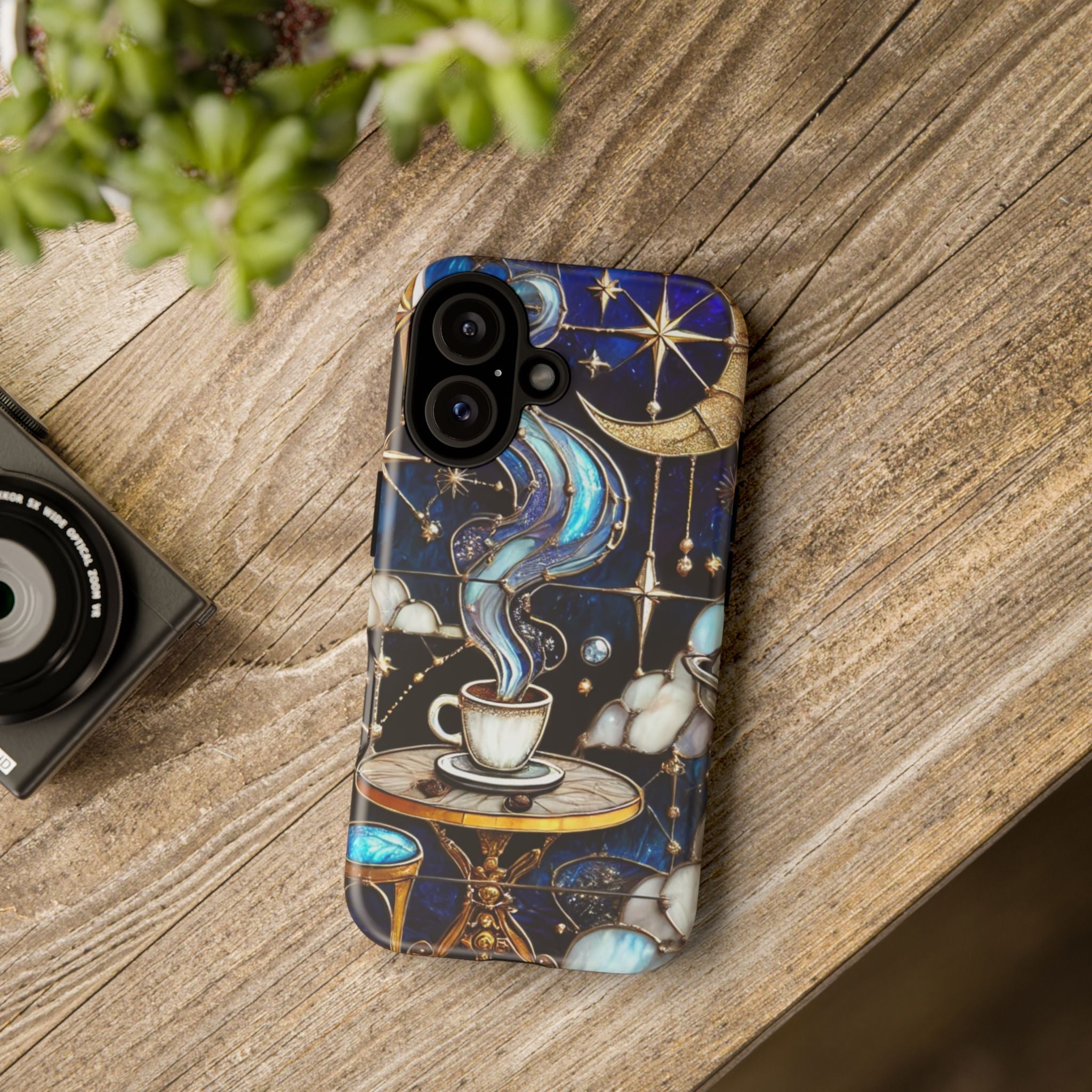 Celestial Stained Glass Coffee iPhone Case – Shockproof 3D Wrap