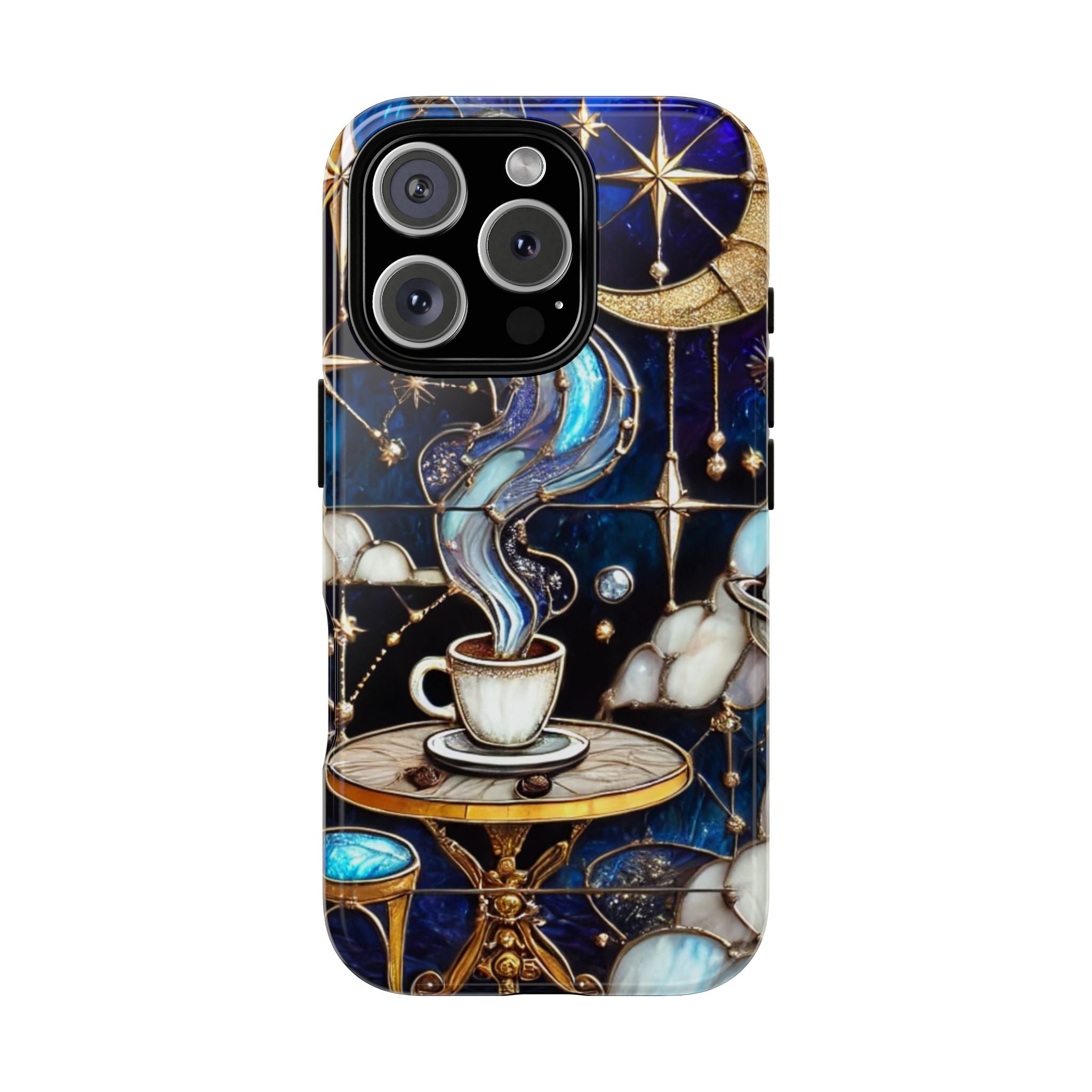 Celestial Stained Glass Coffee iPhone Case – Shockproof 3D Wrap