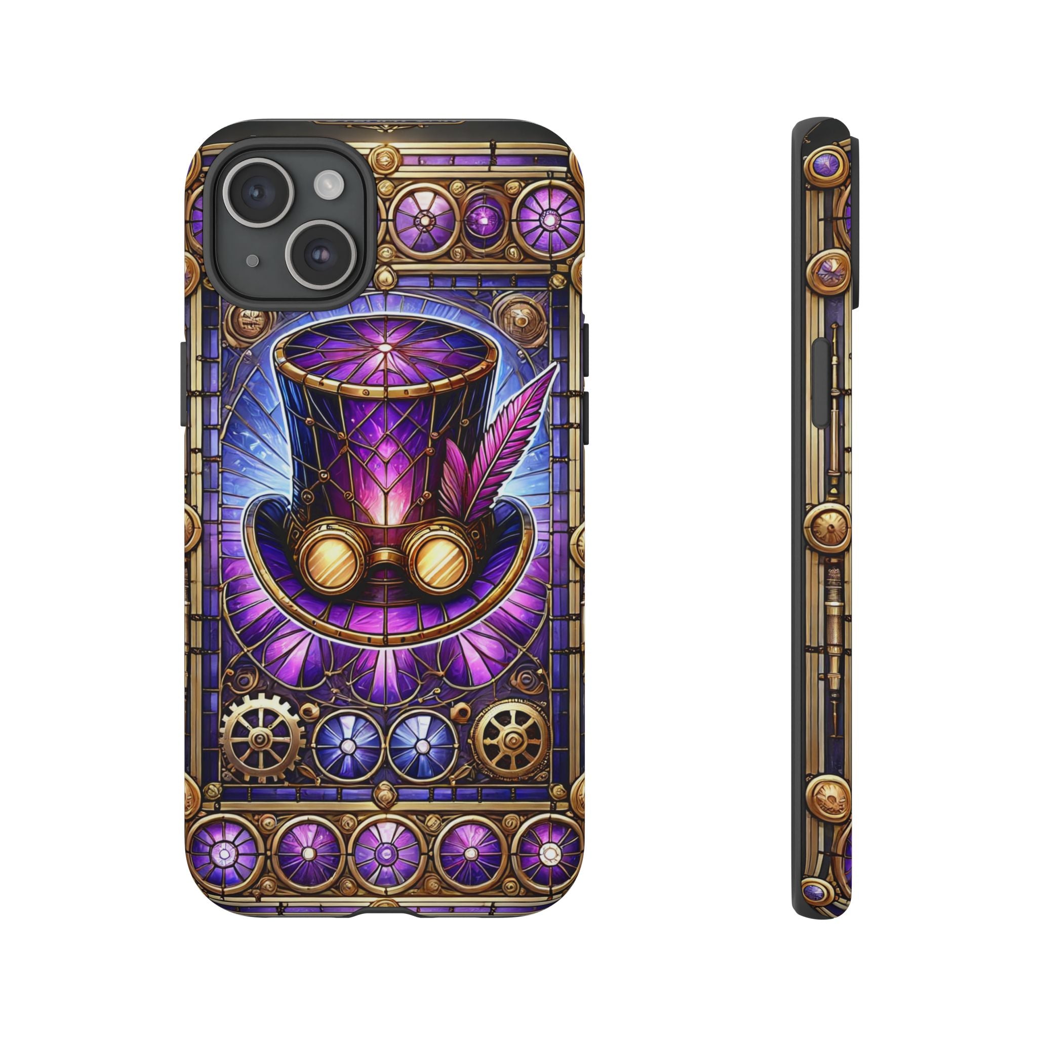 Stained Glass Steampunk iPhone Case – 3D Full-Wrap Protective Phone Cover With TPU Liner