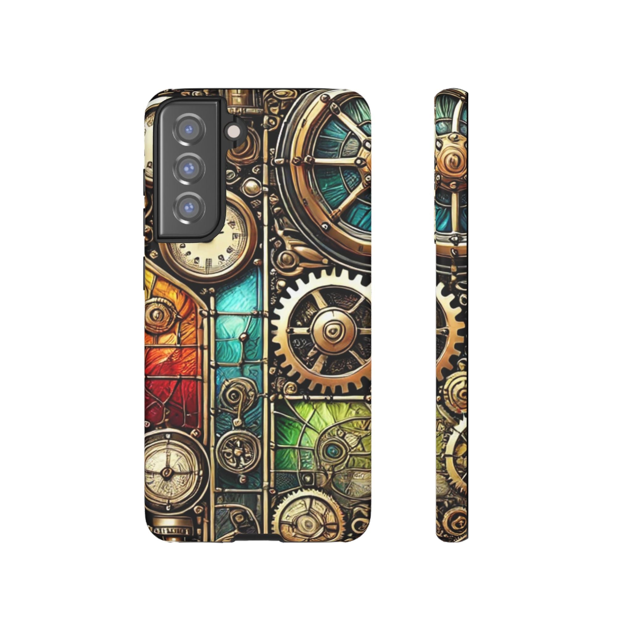 Steampunk Faux Stained Glass Android Phone Case – 3D Full-Wrap Protective Cover with TPU Liner