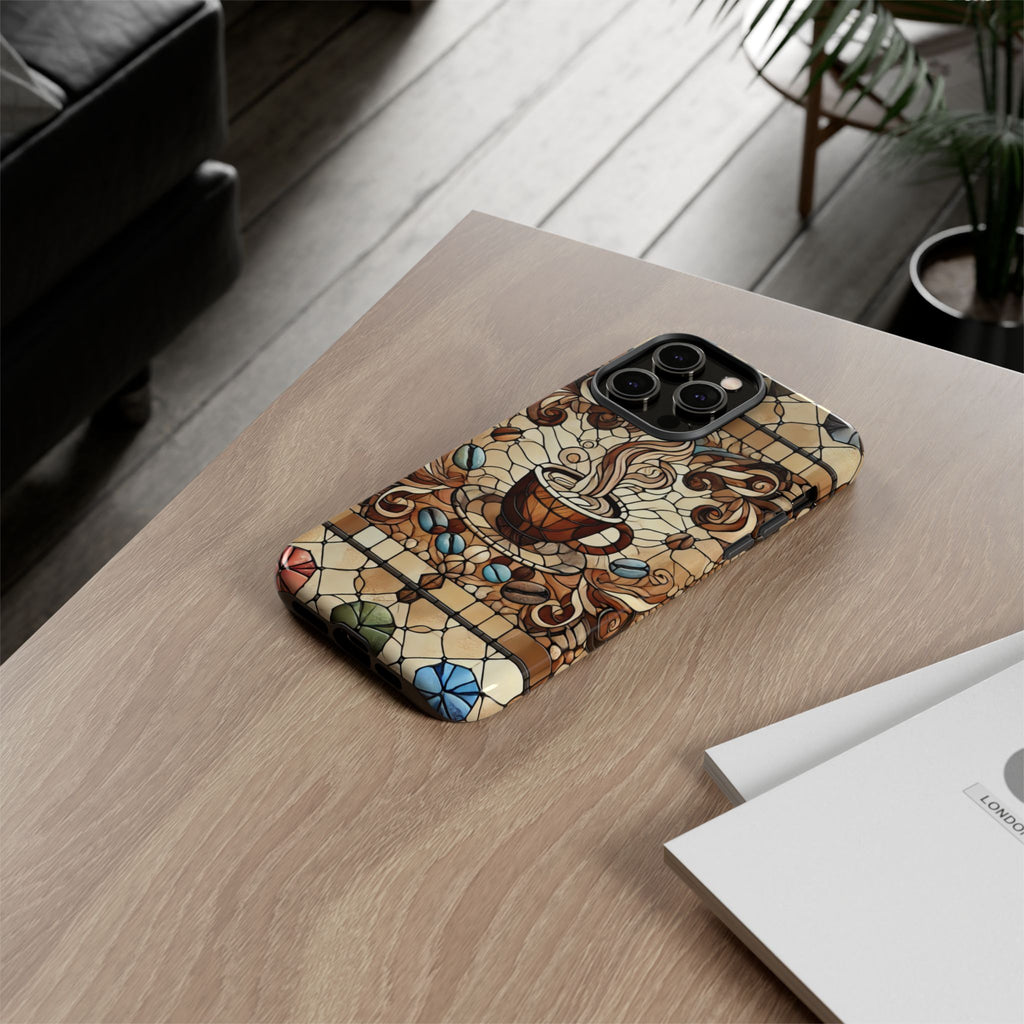 Stained Glass Coffee iPhone Case – Shockproof TPU, 3D Wrap Design