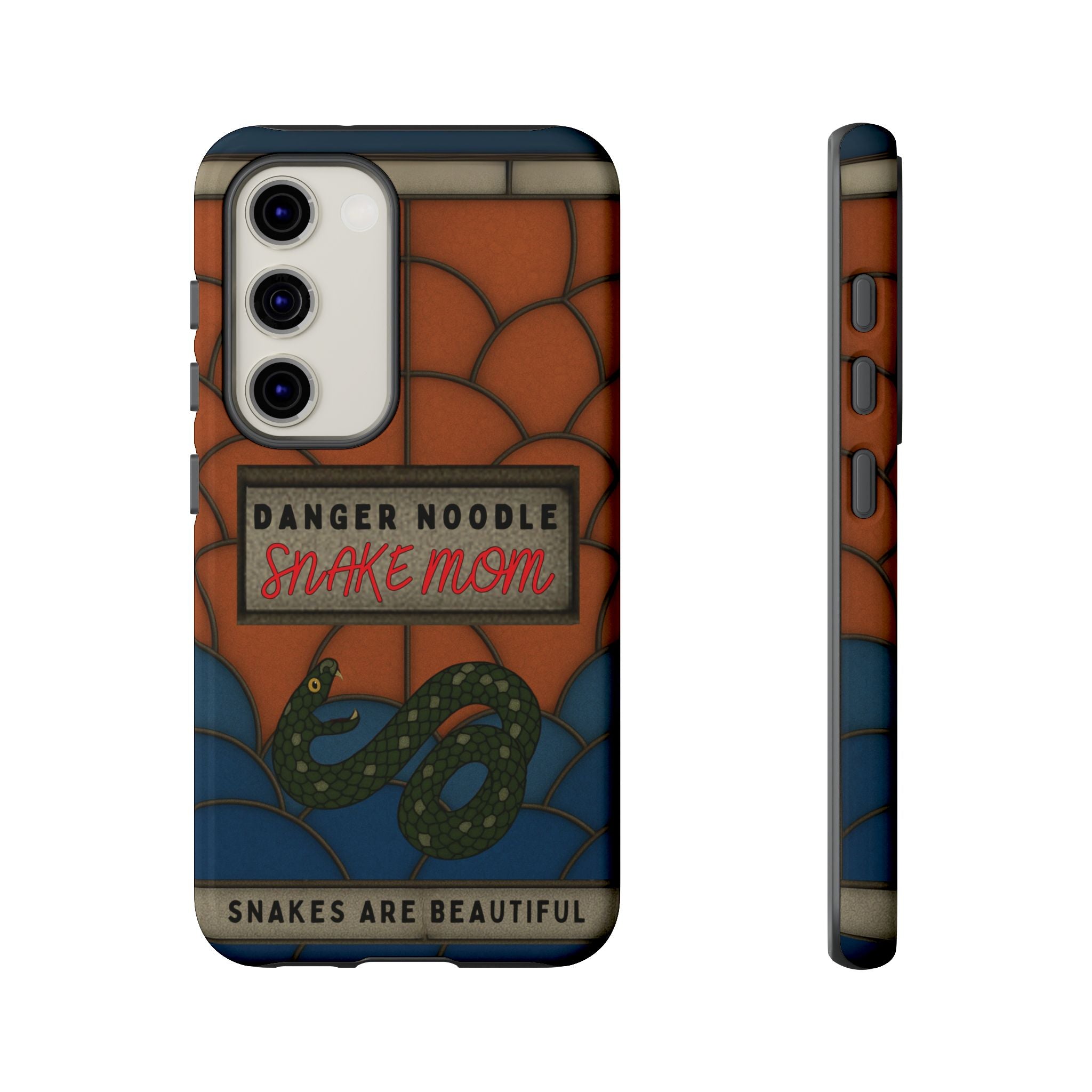 Danger Noodle Snake Mom Phone Case | Snakes Are Beautiful |Stained Glass Snake Art | Funny Snake Lover Gift |  Reptile Mom Phone Cover