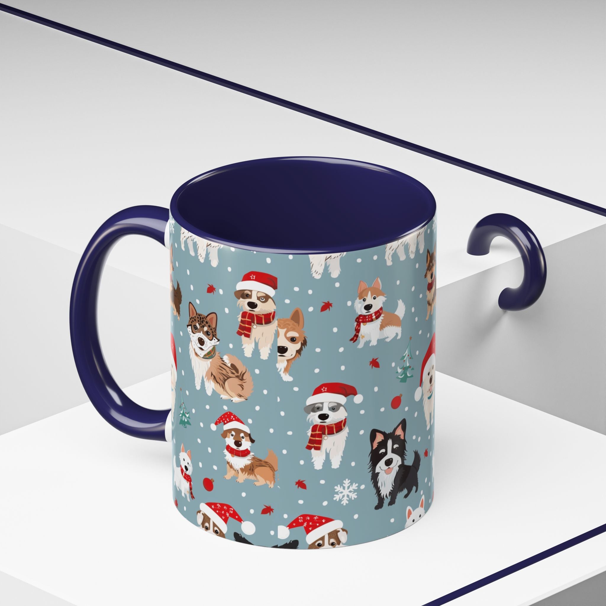 Corgi Holiday Coffee Mug – Cute Santa Dog Pattern Accent Mug (11/15oz)
