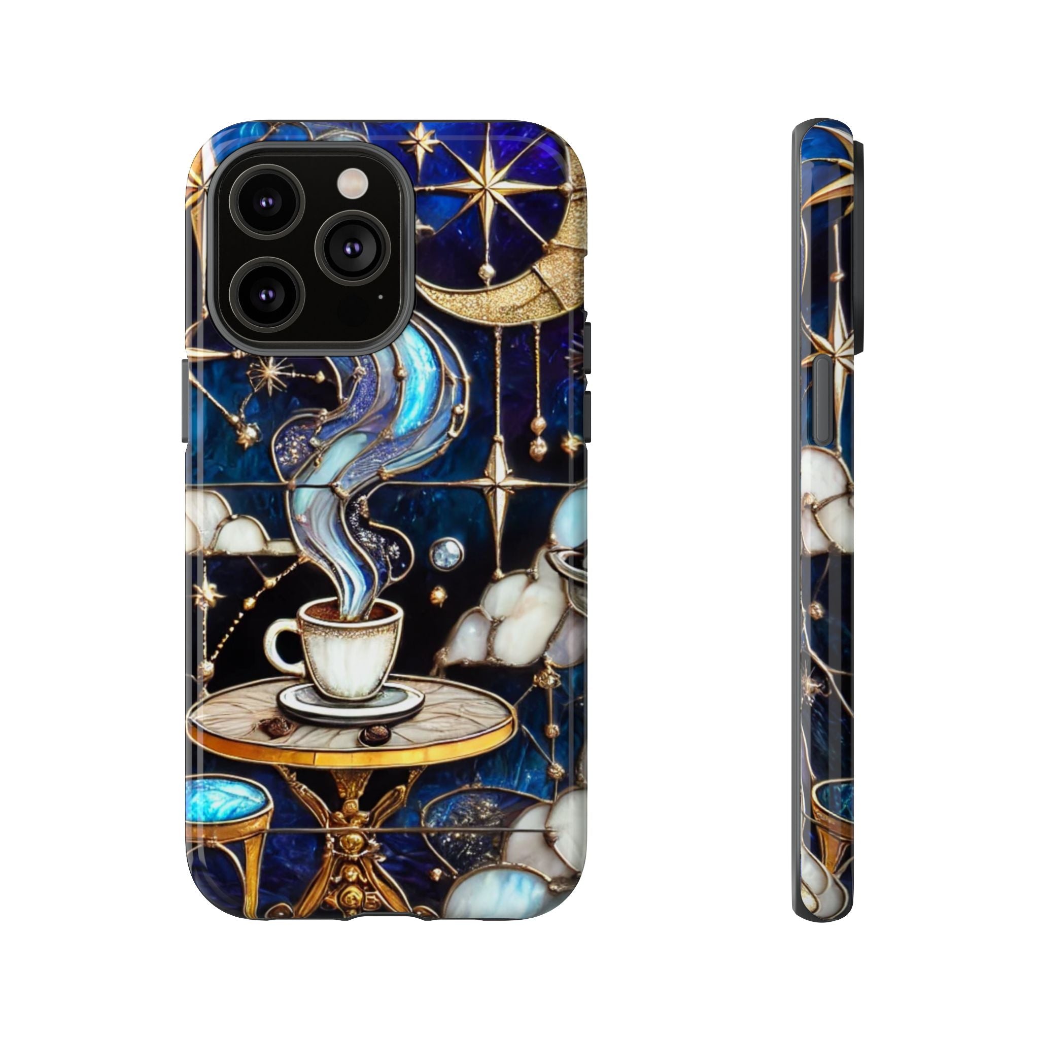 Celestial Stained Glass Coffee iPhone Case – Shockproof 3D Wrap