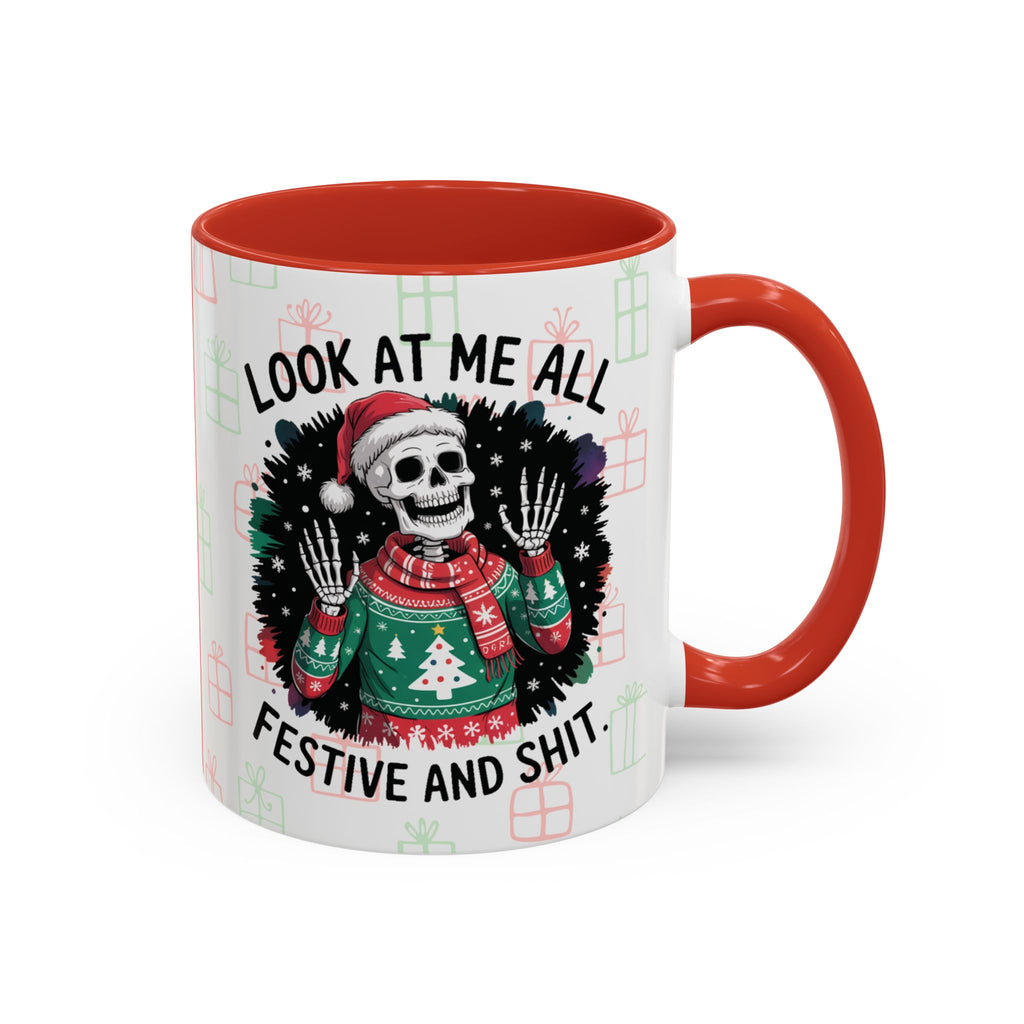 Halloween Lovers Christmas Mug, Funny Skeleton Christmas Mug