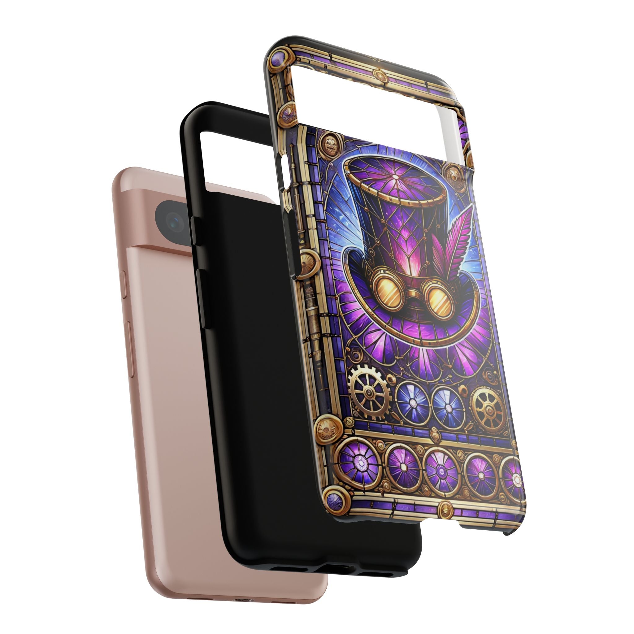 Stained Glass Steampunk Android Phone Case – 3D Full-Wrap Protective Cover with TPU Liner