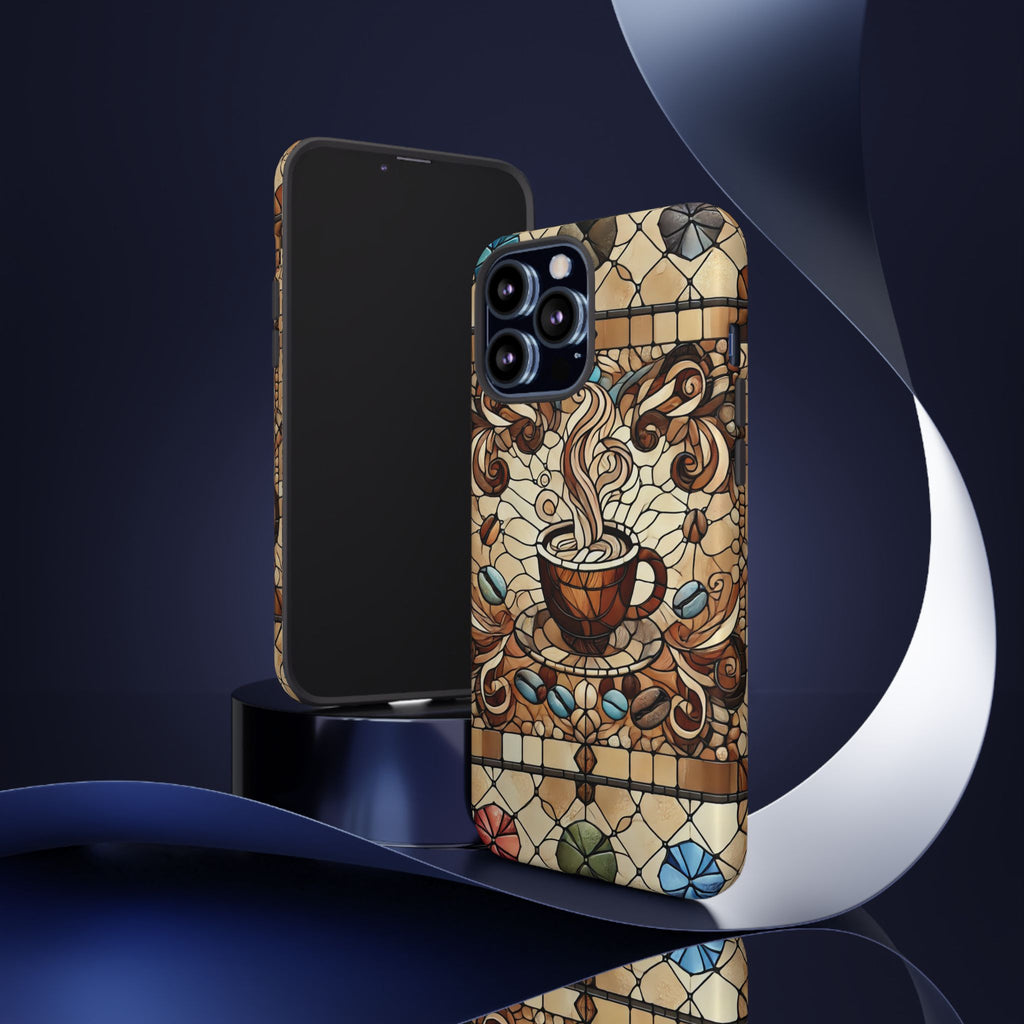 Stained Glass Coffee iPhone Case – Shockproof TPU, 3D Wrap Design