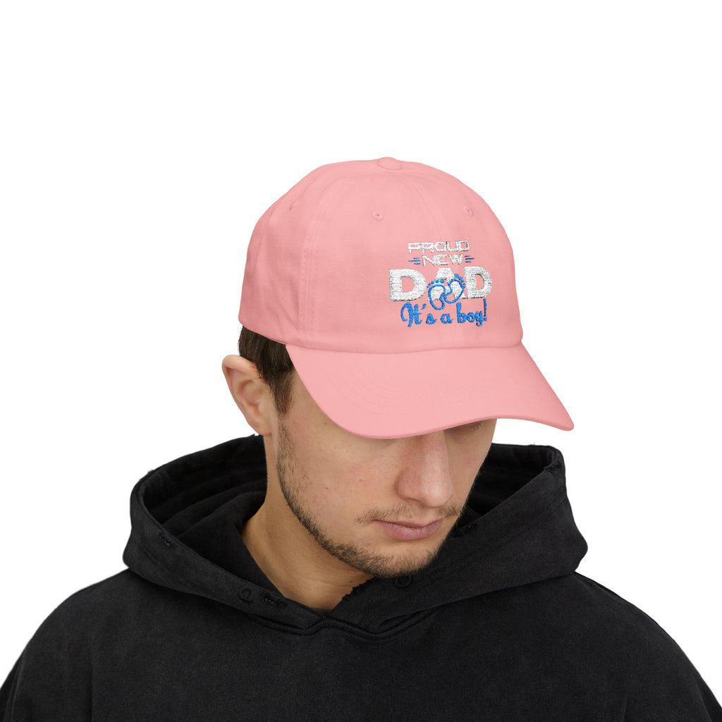 New Dad Cap - "Proud New Dad, It's a Boy" Embroidered Baseball Hat