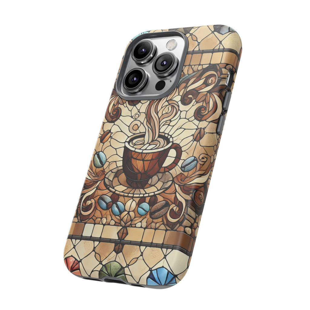 Stained Glass Coffee iPhone Case – Shockproof TPU, 3D Wrap Design