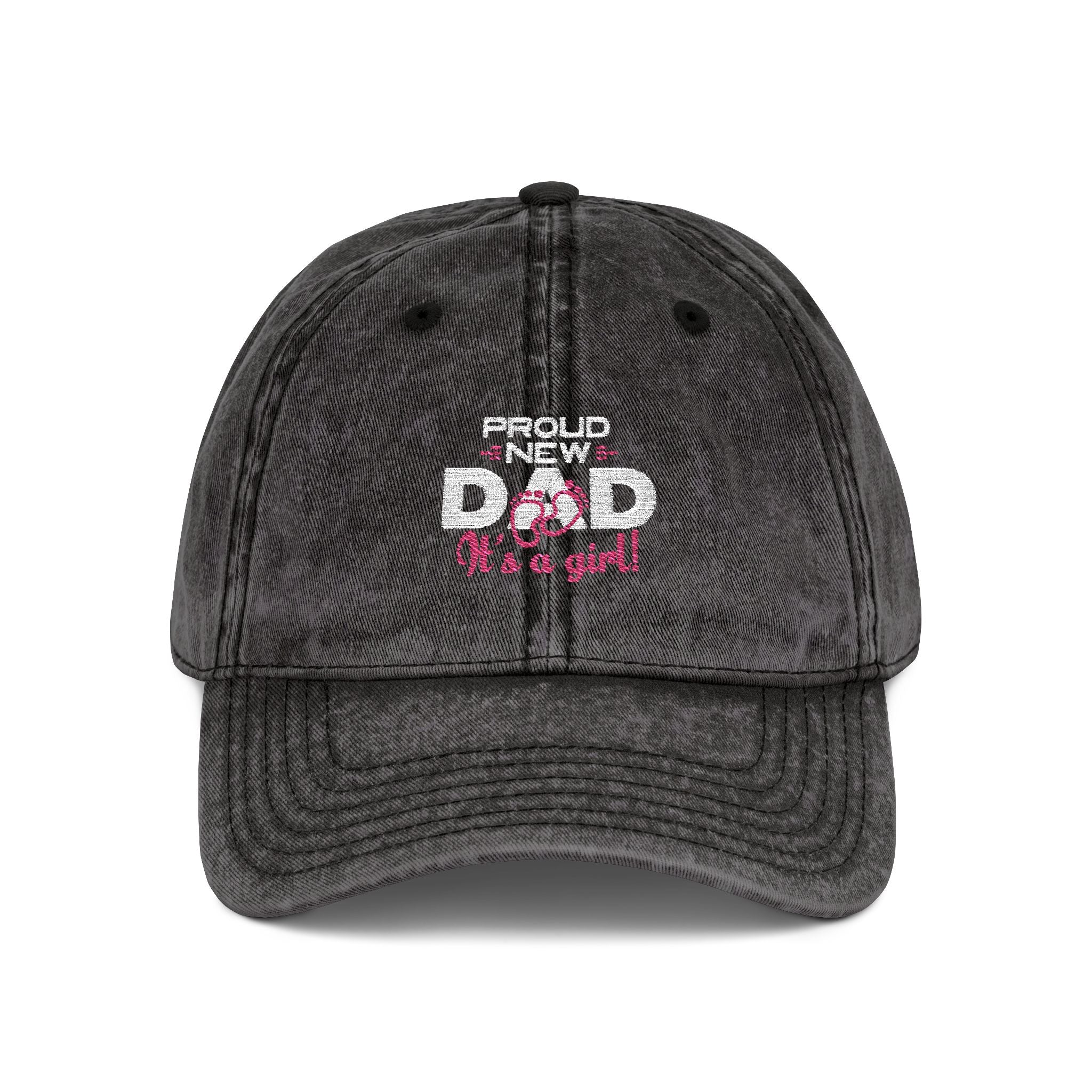 Vintage Embroidered Dad Cap — "Proud New Dad" Washed Baseball Hat