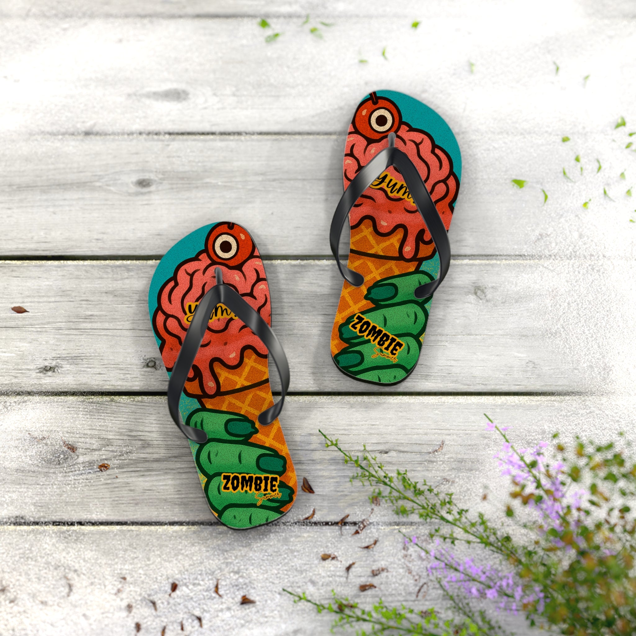 Zombie Ice Cream Flip Flops - Fun Summerween Footwear