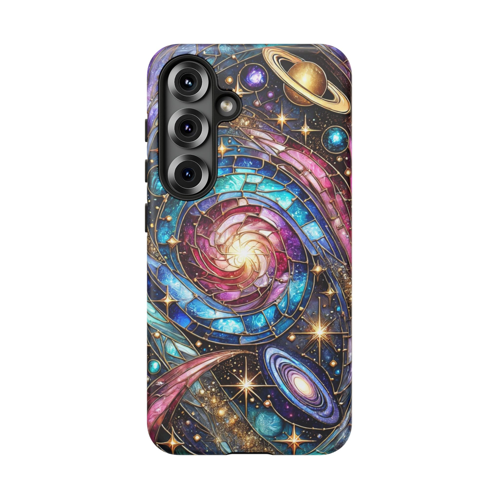 Stained Glass Celestial Android Phone Case – 3D Galaxy Full-Wrap Protective Cover with TPU Liner