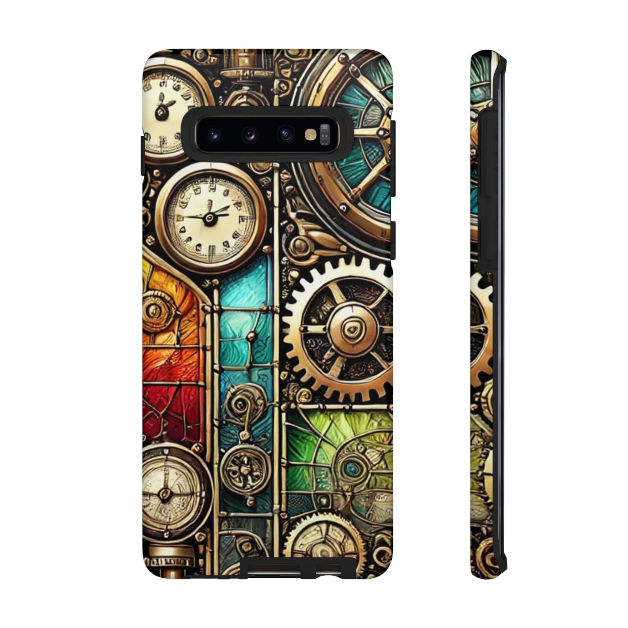 Steampunk Faux Stained Glass Android Phone Case – 3D Full-Wrap Protective Cover with TPU Liner