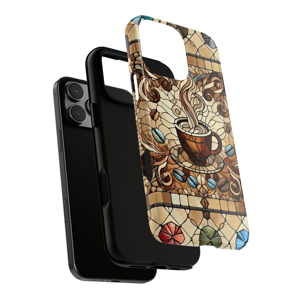 Stained Glass Coffee iPhone Case – Shockproof TPU, 3D Wrap Design