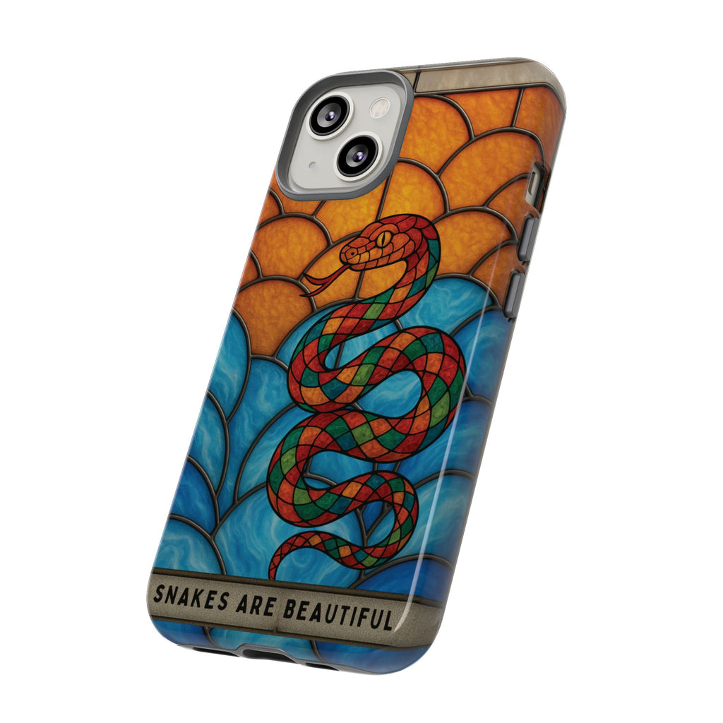 Snakes Are Beautiful Stained Glass Phone Case, Colorful Reptile Design Phone Cover, Nature Lovers Reptile Phone Case, Danger Noodle Case