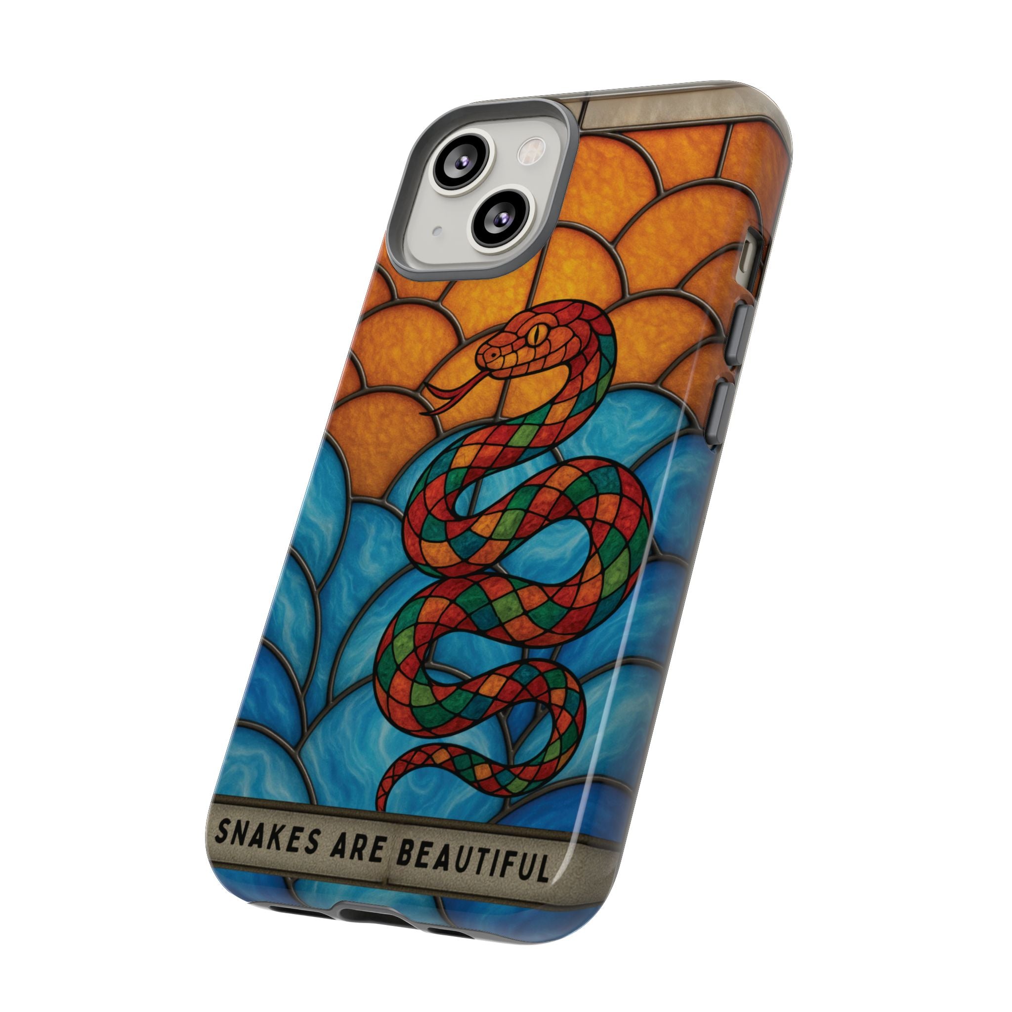 Snakes Are Beautiful Stained Glass Phone Case, Colorful Reptile Design Phone Cover, Nature Lovers Reptile Phone Case, Danger Noodle Case