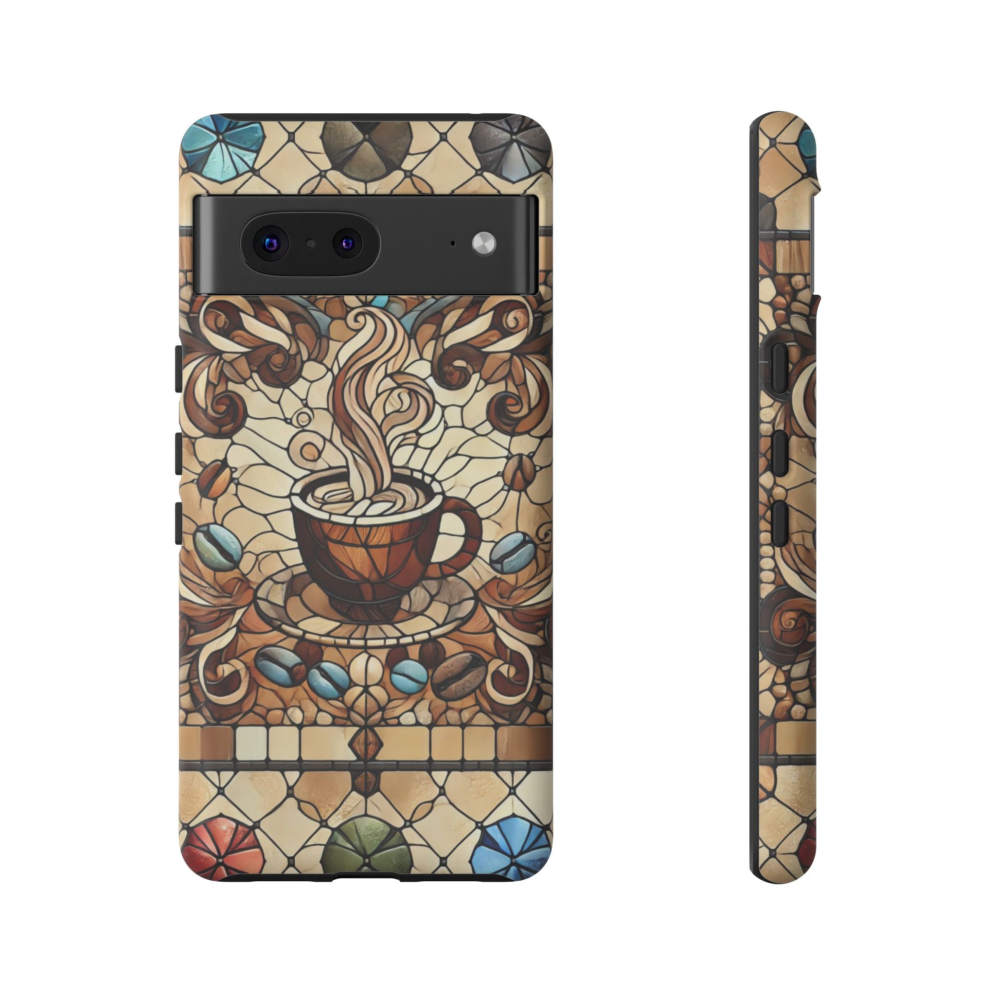 Stained Glass Coffee Android Phone Case – Shockproof TPU, 3D Wrap