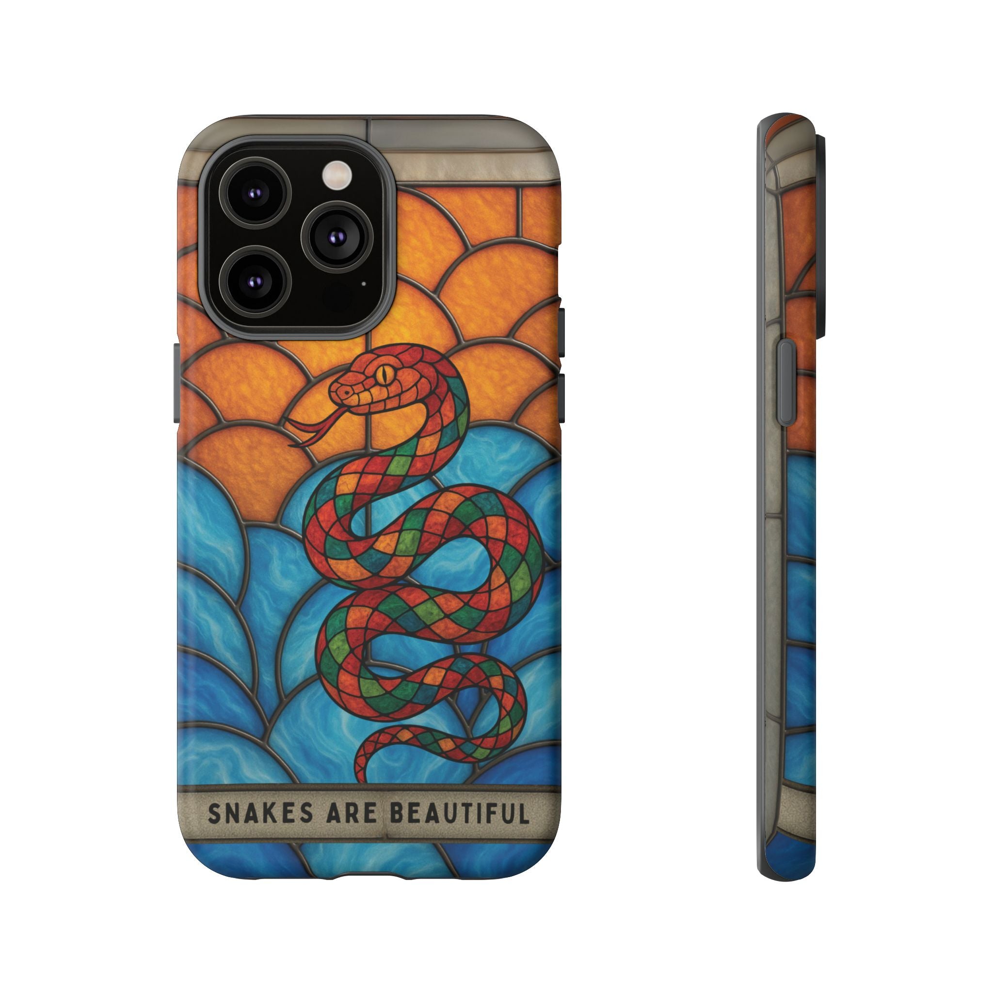 Snakes Are Beautiful Stained Glass Phone Case, Colorful Reptile Design Phone Cover, Nature Lovers Reptile Phone Case, Danger Noodle Case