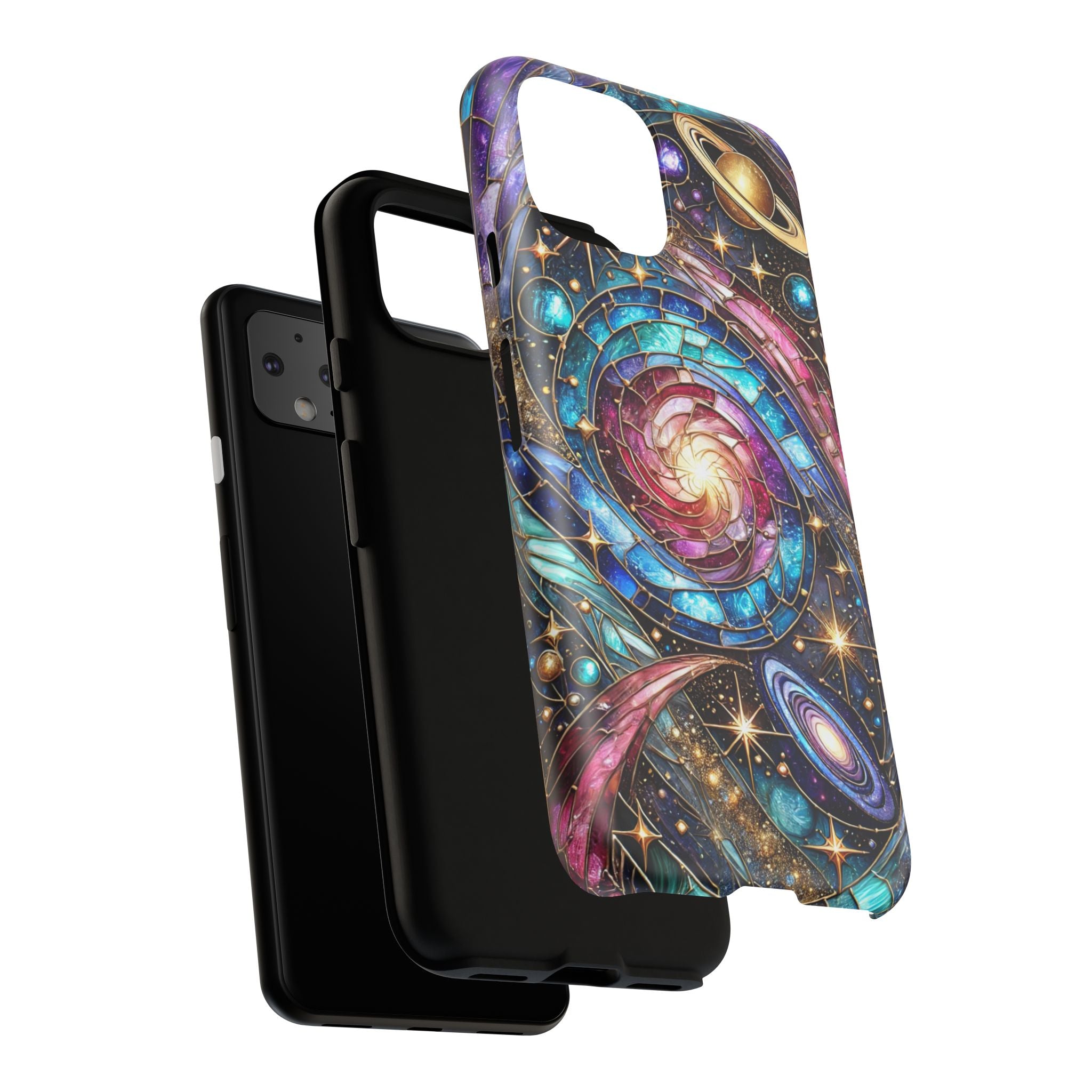 Stained Glass Celestial Android Phone Case – 3D Galaxy Full-Wrap Protective Cover with TPU Liner