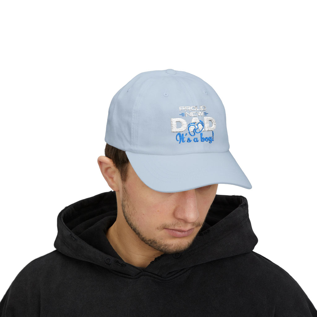 New Dad Cap - "Proud New Dad, It's a Boy" Embroidered Baseball Hat