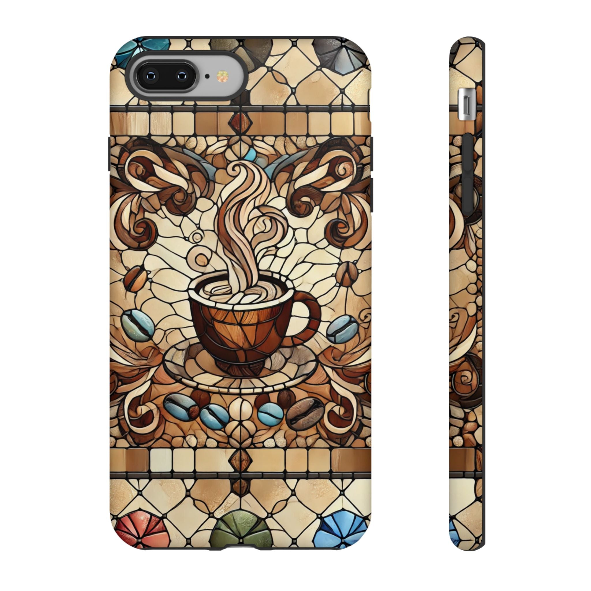 Stained Glass Coffee iPhone Case – Shockproof TPU, 3D Wrap Design