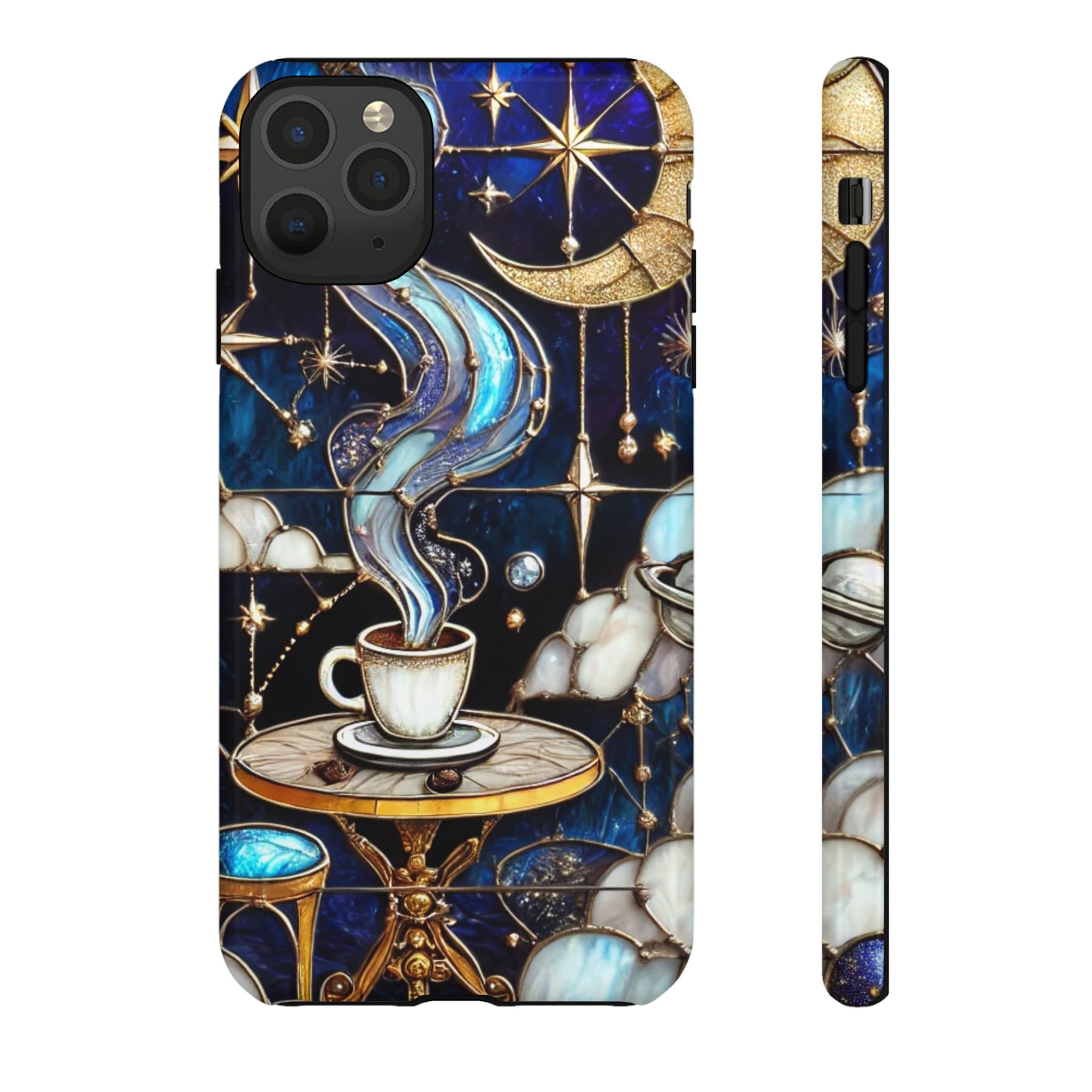 Celestial Stained Glass Coffee iPhone Case – Shockproof 3D Wrap