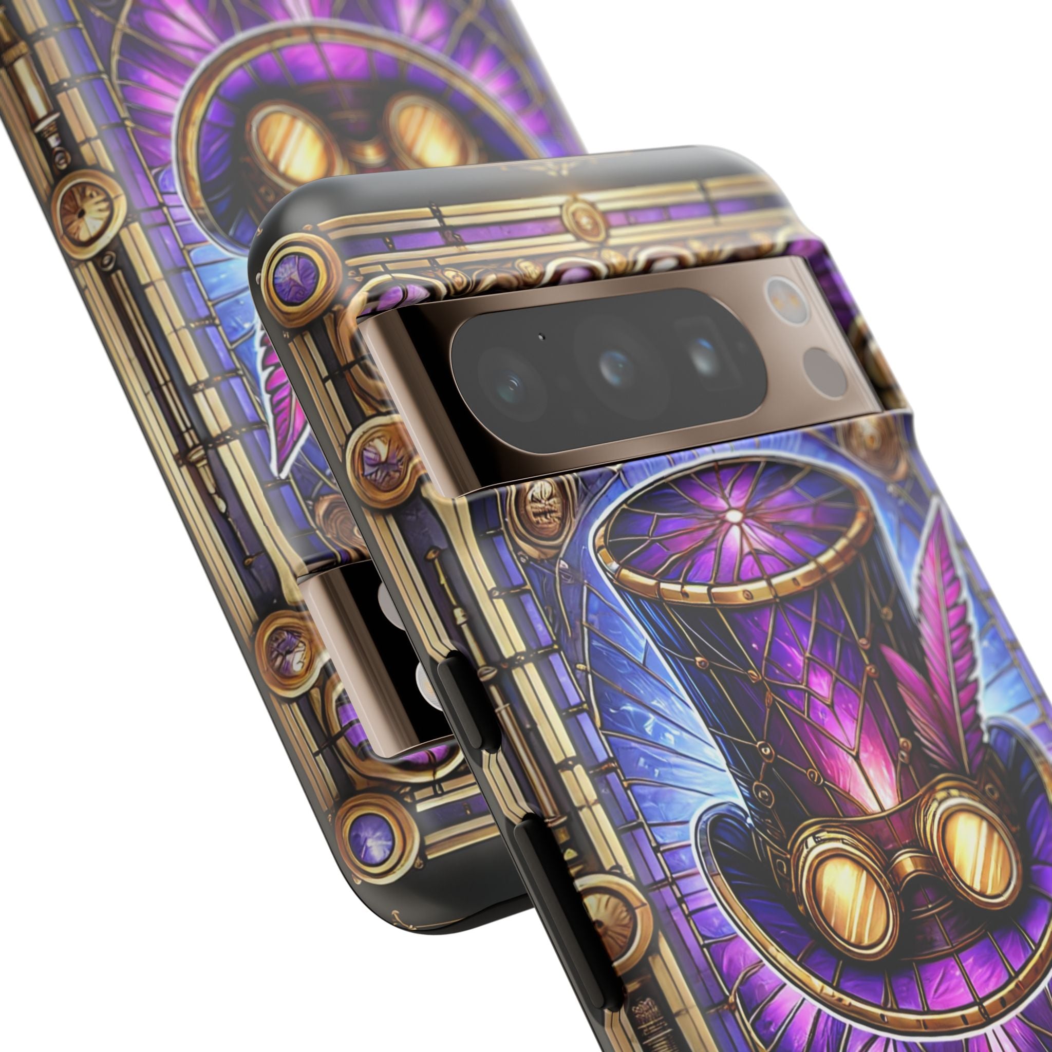 Stained Glass Steampunk Android Phone Case – 3D Full-Wrap Protective Cover with TPU Liner