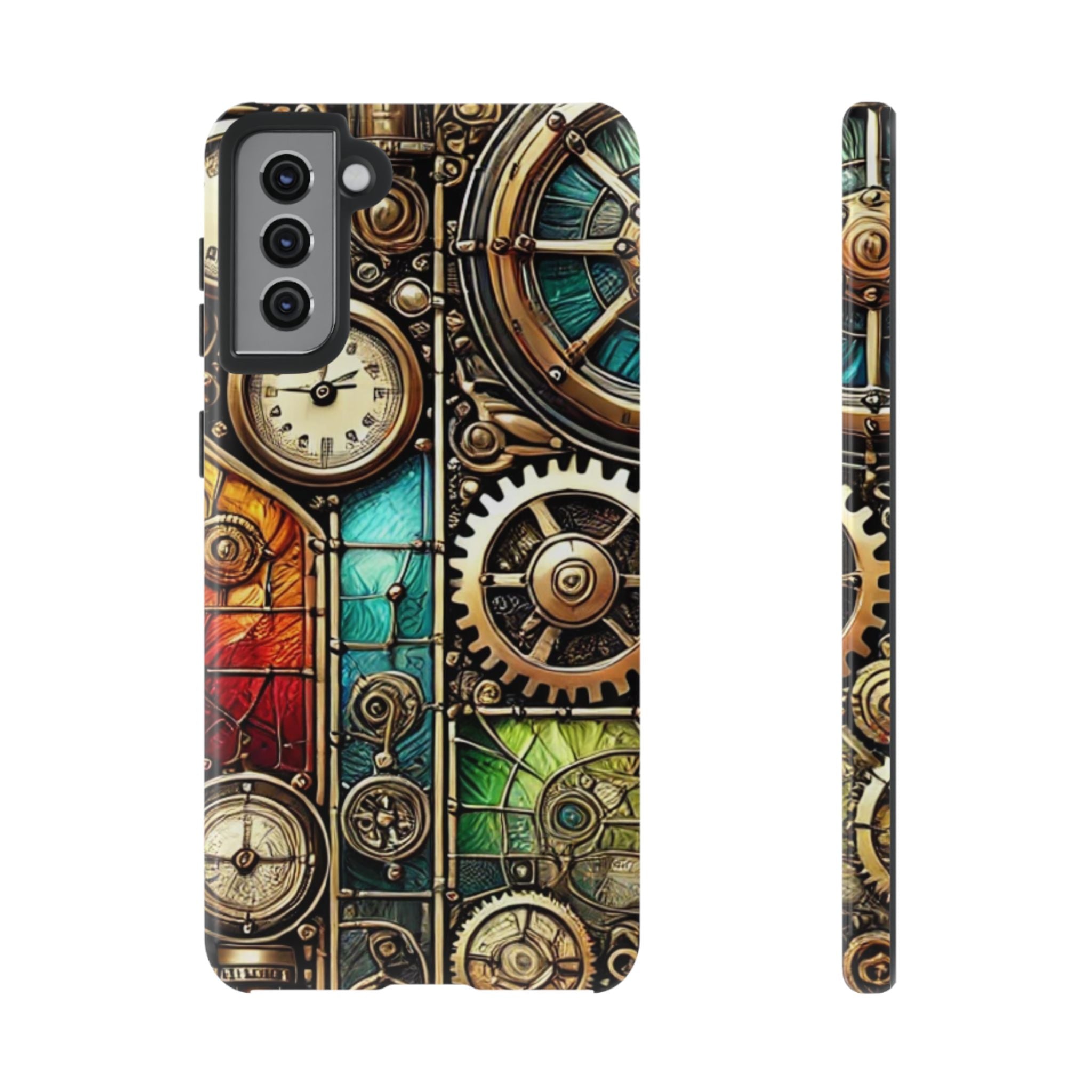 Steampunk Faux Stained Glass Android Phone Case – 3D Full-Wrap Protective Cover with TPU Liner