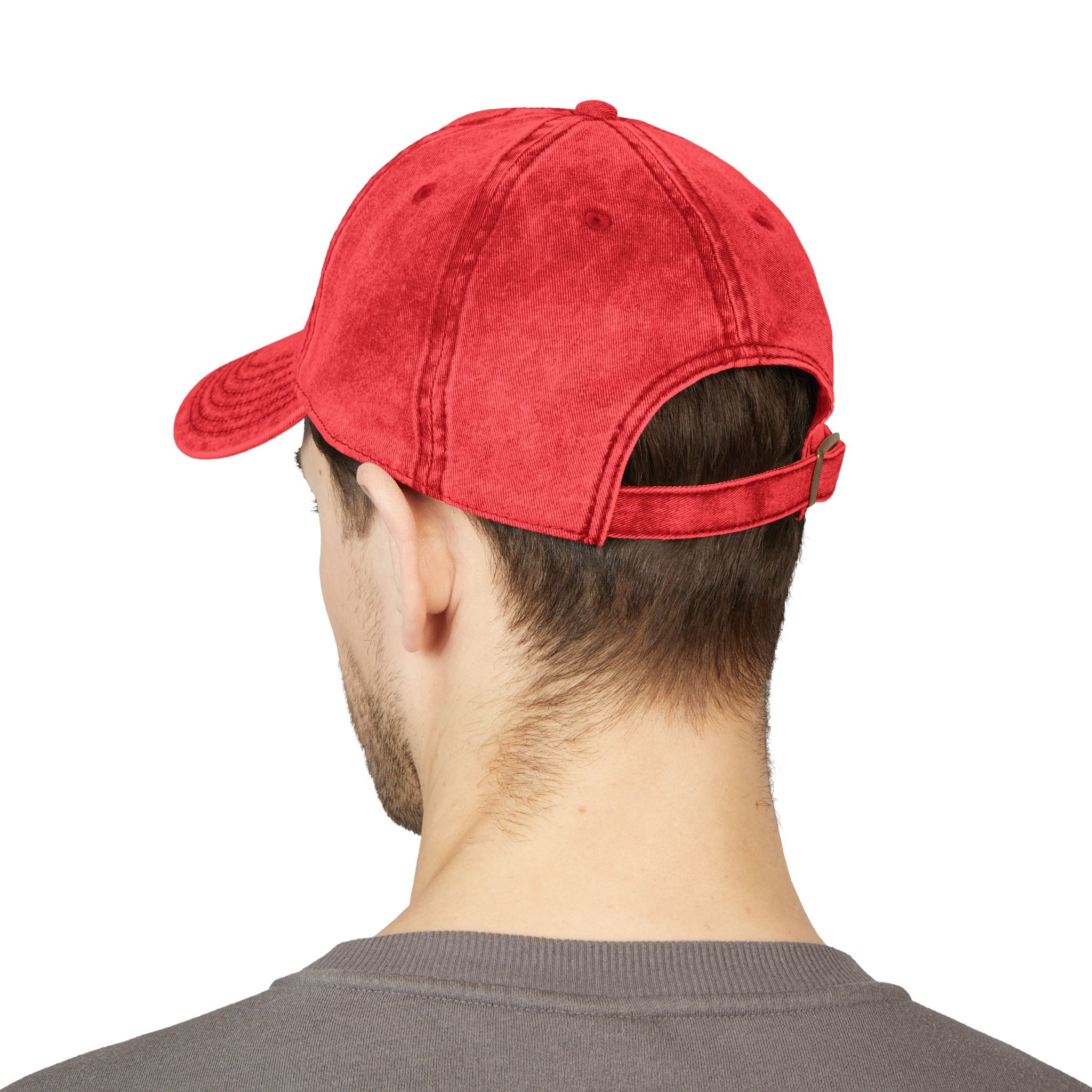 Vintage Embroidered 'Proud New Dad' Cap — Distressed Red Baseball Hat