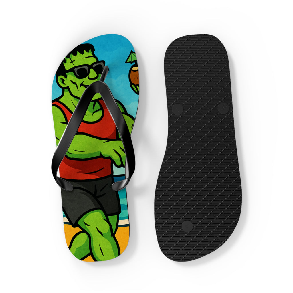 Fun Monster-Themed Flip Flops - Vibrant Summerween Sandals
