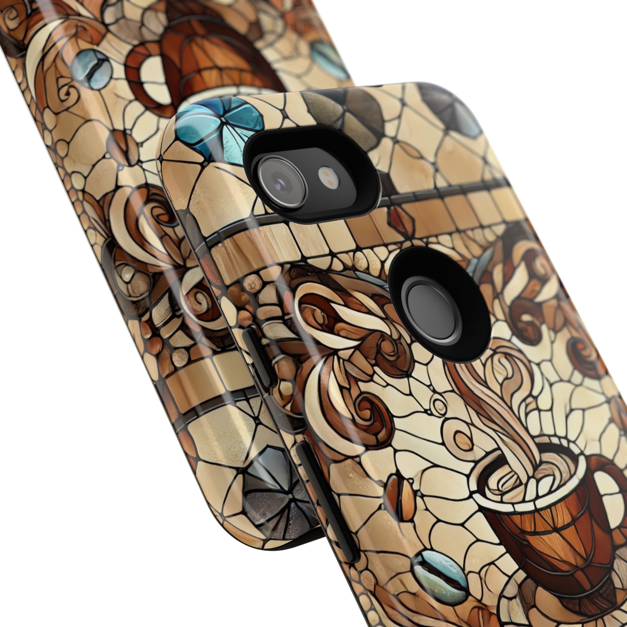 Stained Glass Coffee Android Phone Case – Shockproof TPU, 3D Wrap