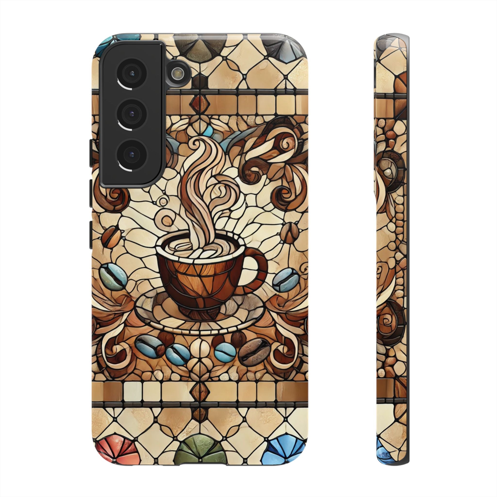 Stained Glass Coffee Android Phone Case – Shockproof TPU, 3D Wrap