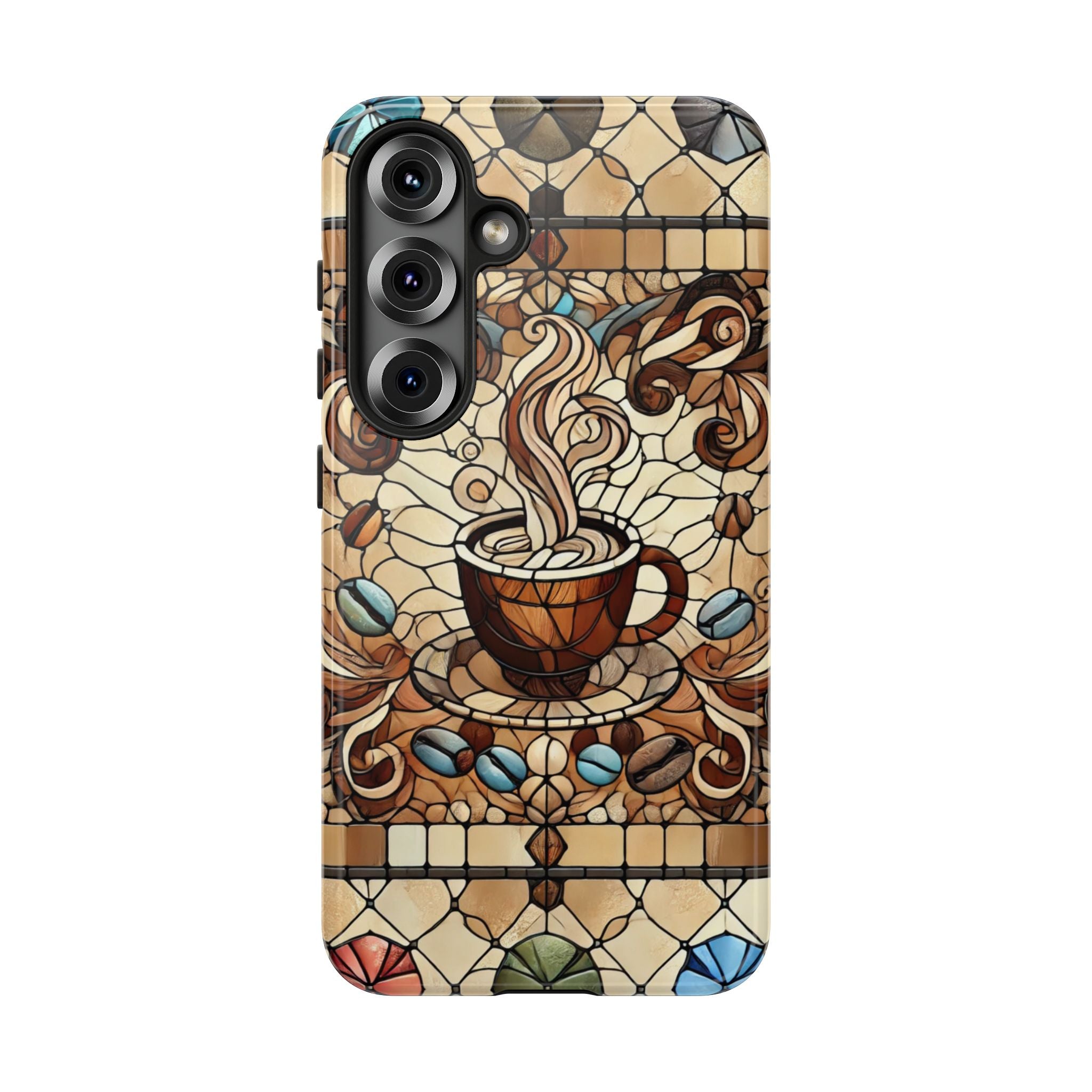 Stained Glass Coffee Android Phone Case – Shockproof TPU, 3D Wrap