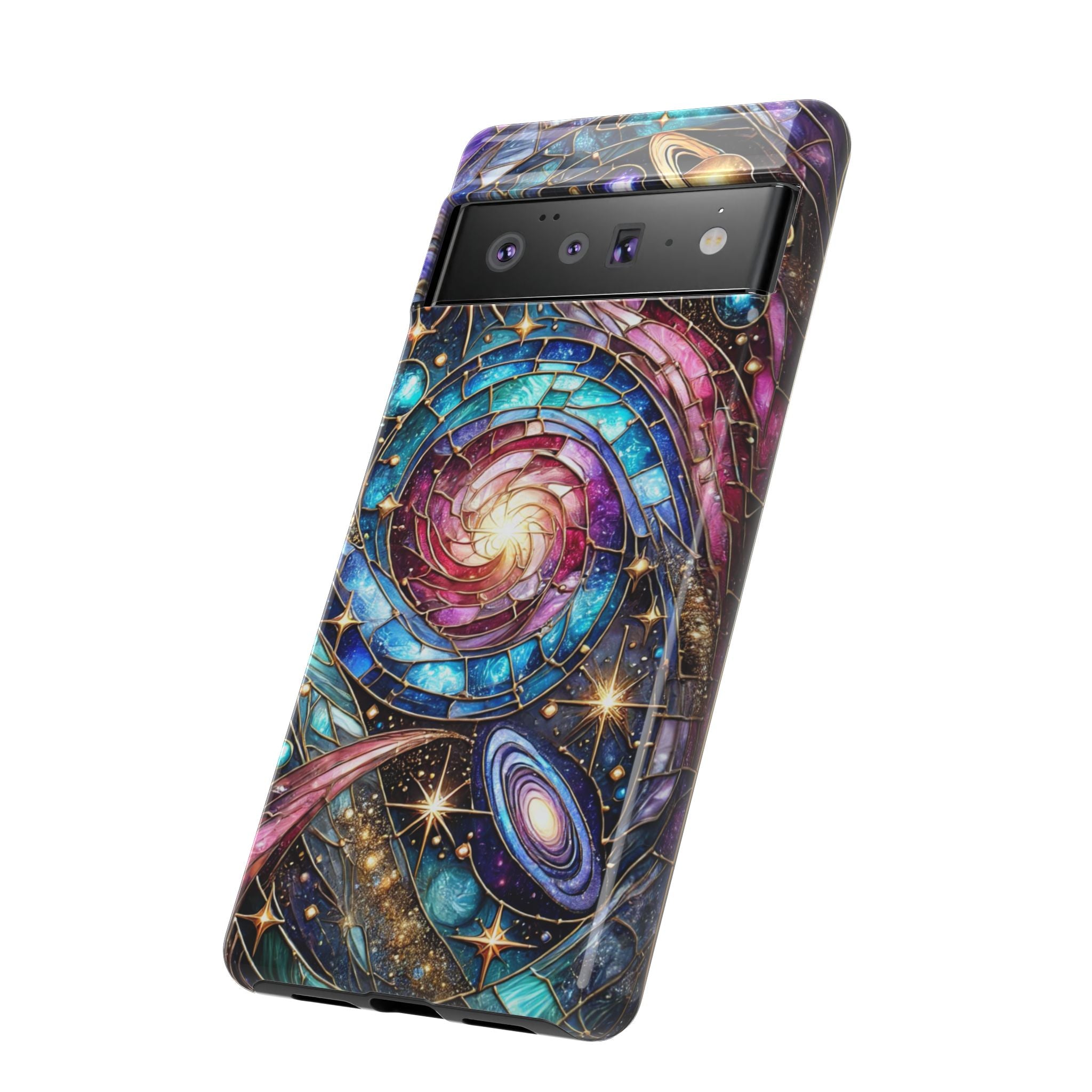 Stained Glass Celestial Android Phone Case – 3D Galaxy Full-Wrap Protective Cover with TPU Liner